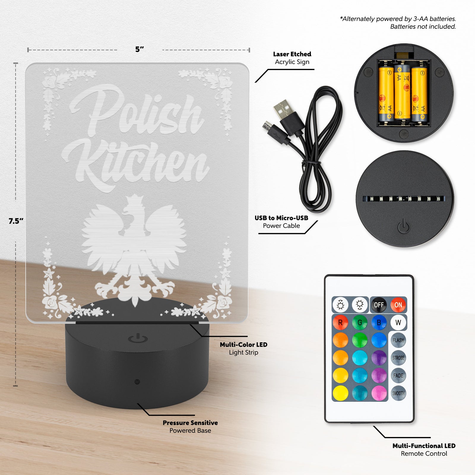 Polish Kitchen Rectangle Acrylic LED Sign LED Signs teelaunch