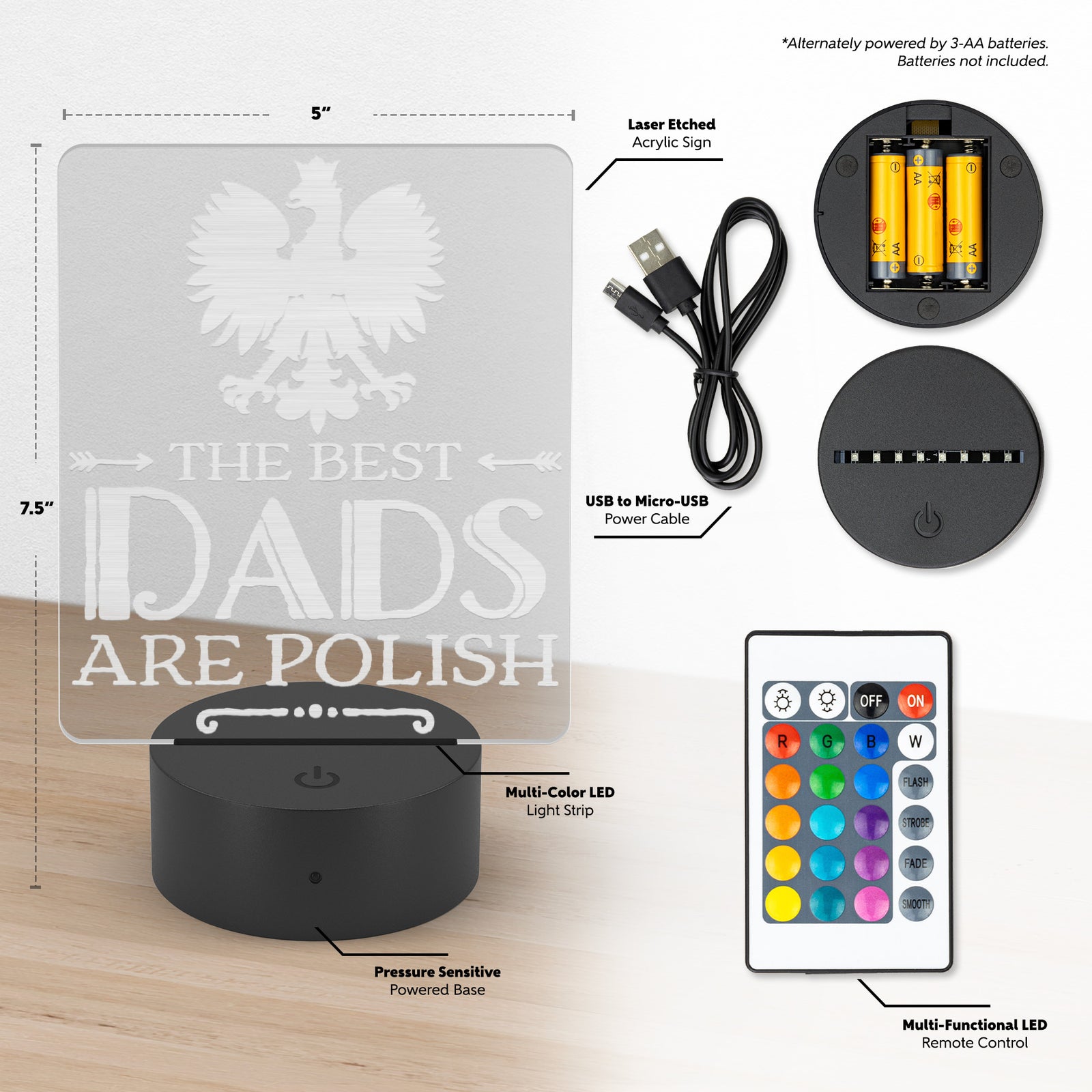 The Best Dads Are Polish Acrylic LED Sign LED Signs teelaunch Default Title