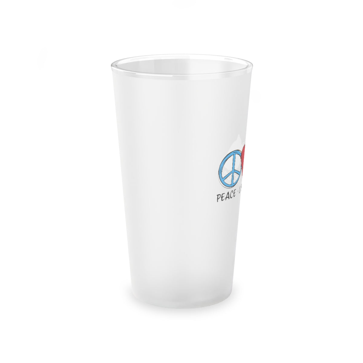 Peace Love Pierogi Frosted Pint Glass, 16oz Mug Printify
