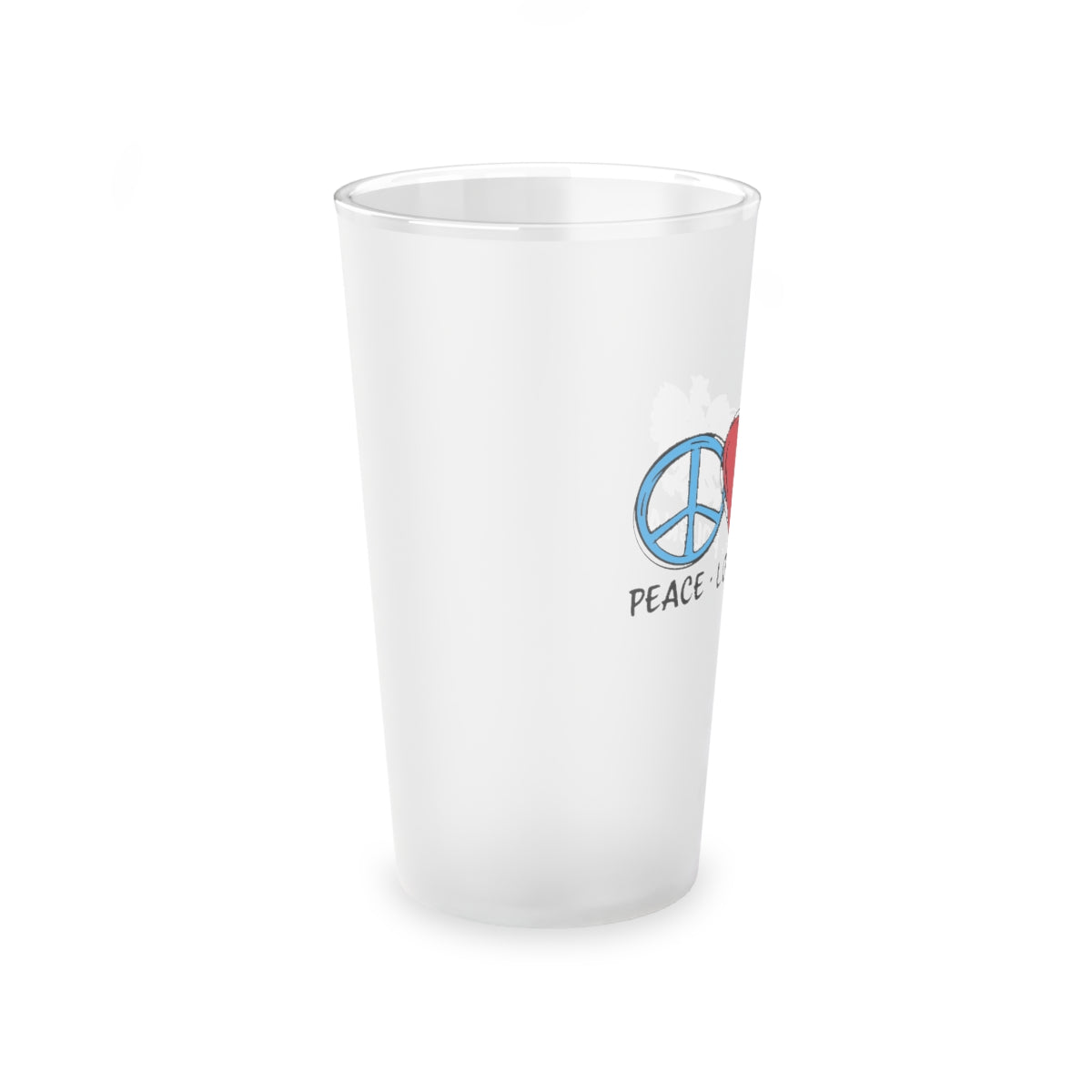 Peace Love Polska Frosted Pint Glass, 16oz Mug Printify