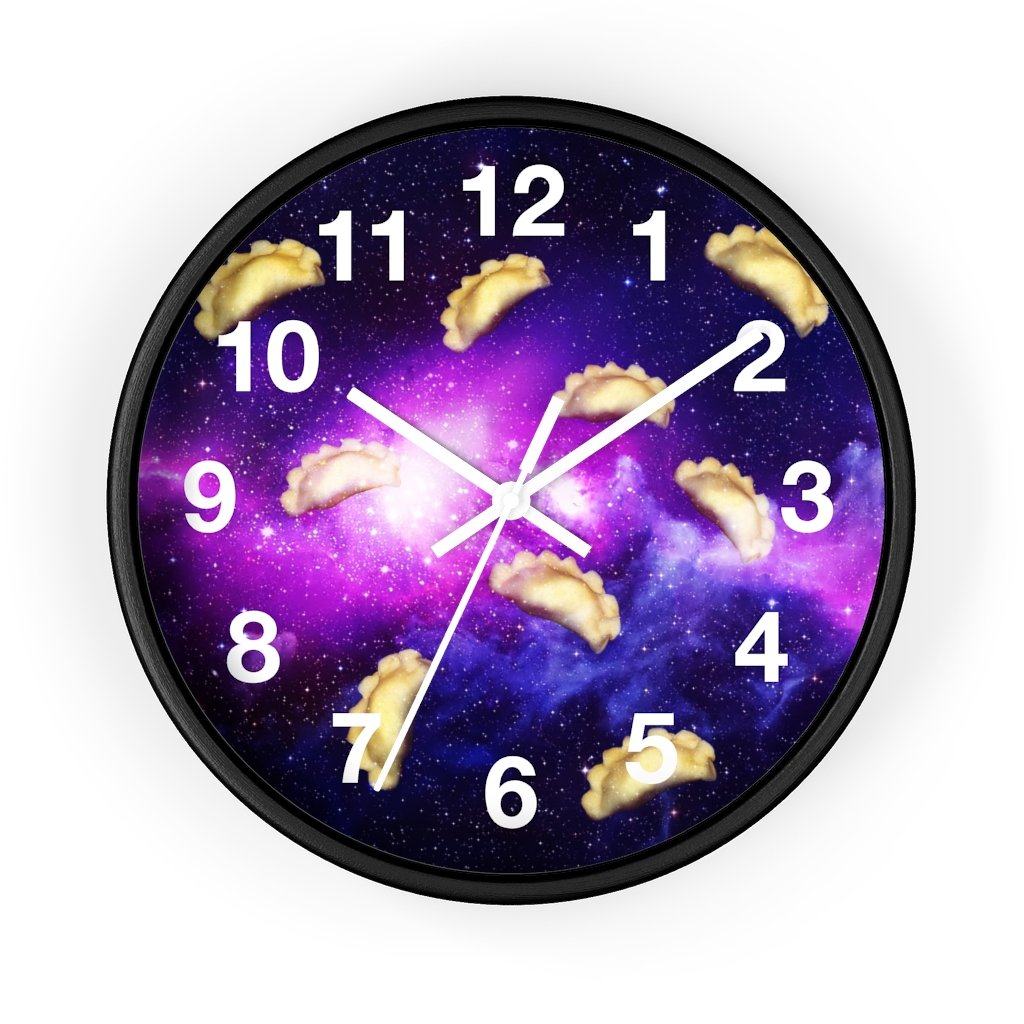 Pierogi Wall Clock Home Decor Printify 10 in Black White