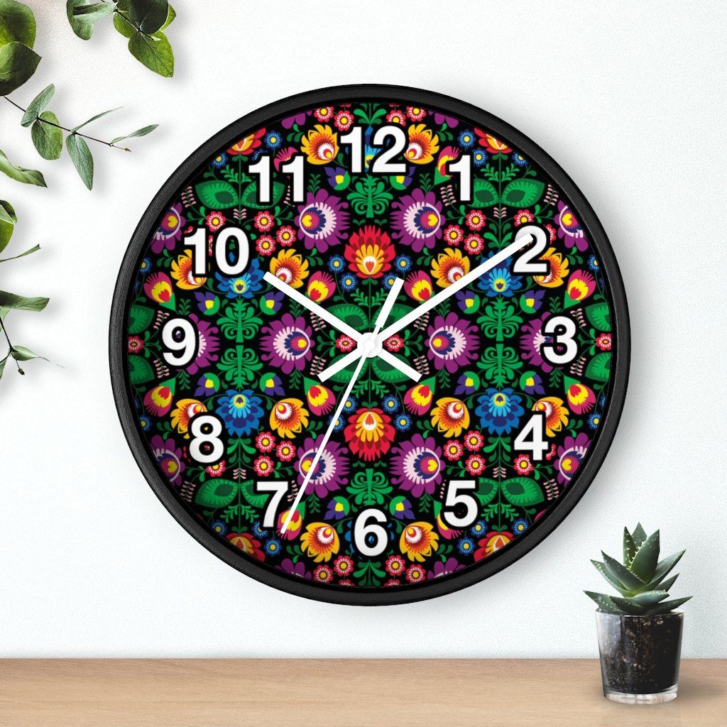 Wycinanki Art Wall Clock Home Decor Printify