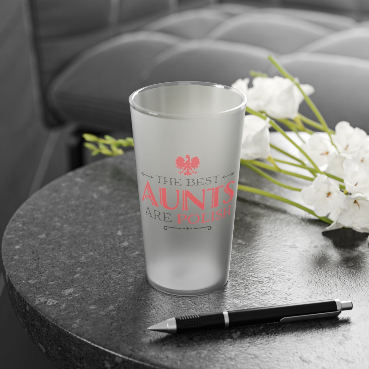 Best Aunts Are Polish Frosted Pint Glass, 16oz Mug Printify