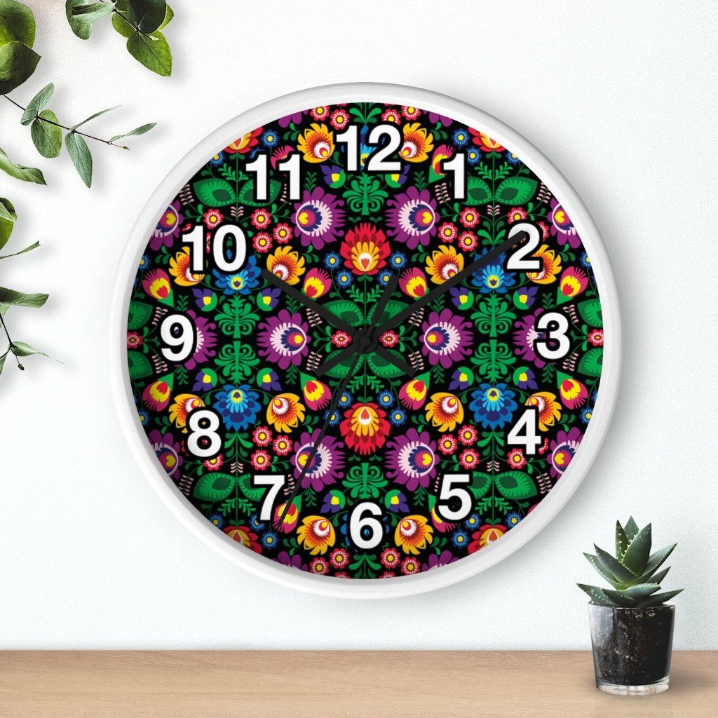 Wycinanki Art Wall Clock Home Decor Printify