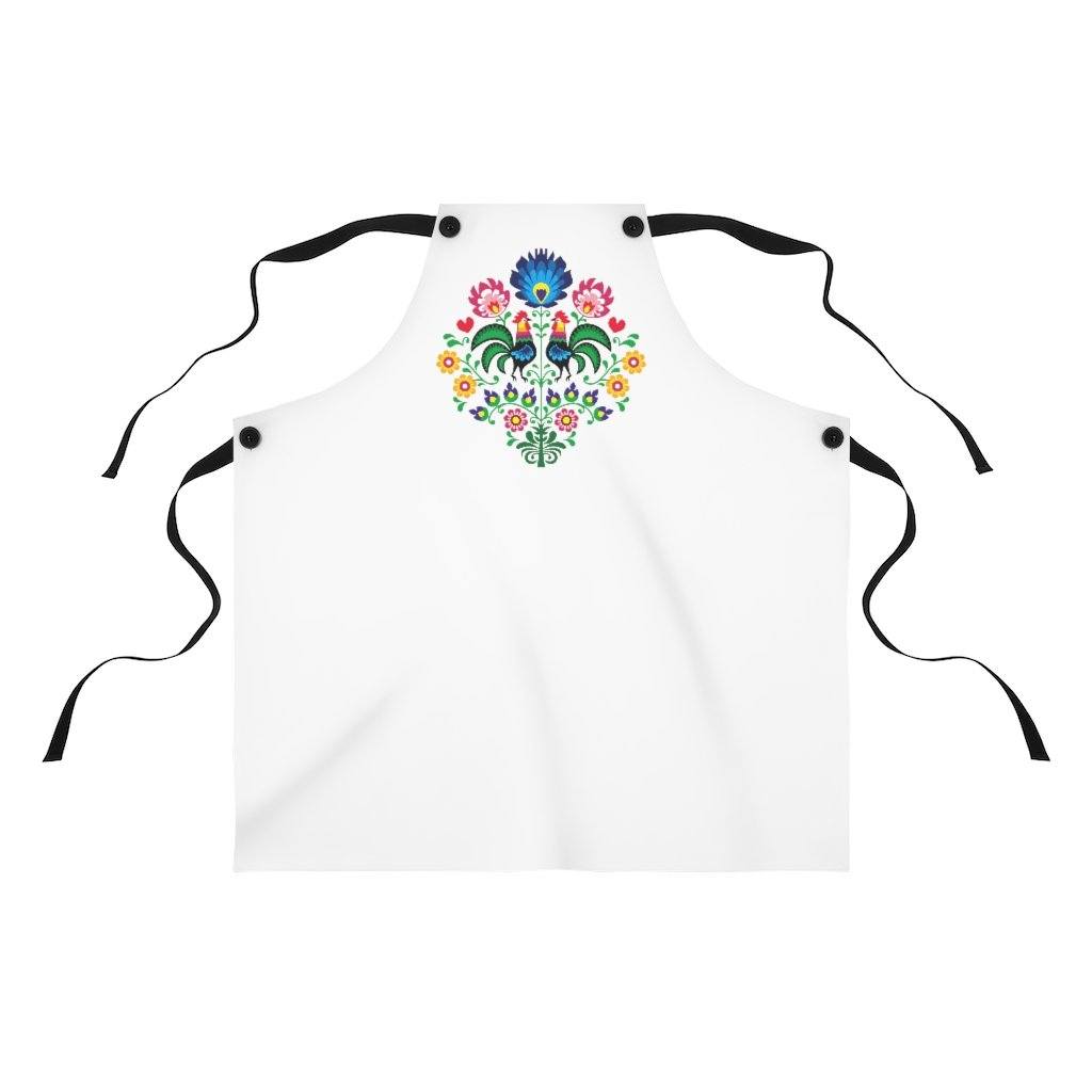 Polish Wycinanki Poly Twill Apron Accessories Printify