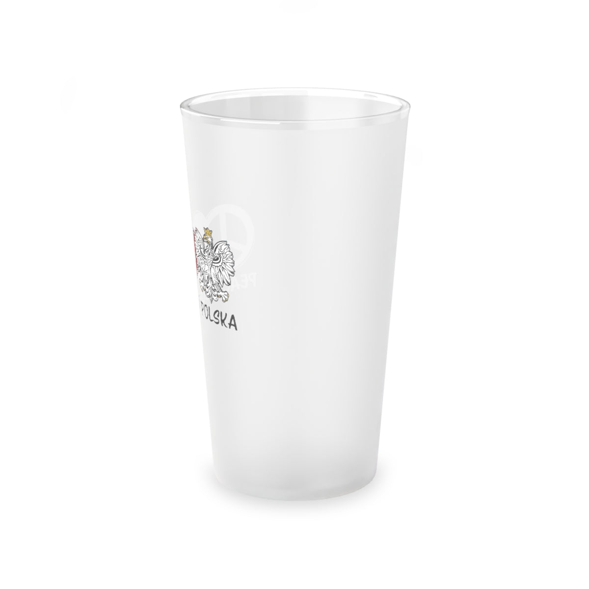 Peace Love Polska Frosted Pint Glass, 16oz Mug Printify