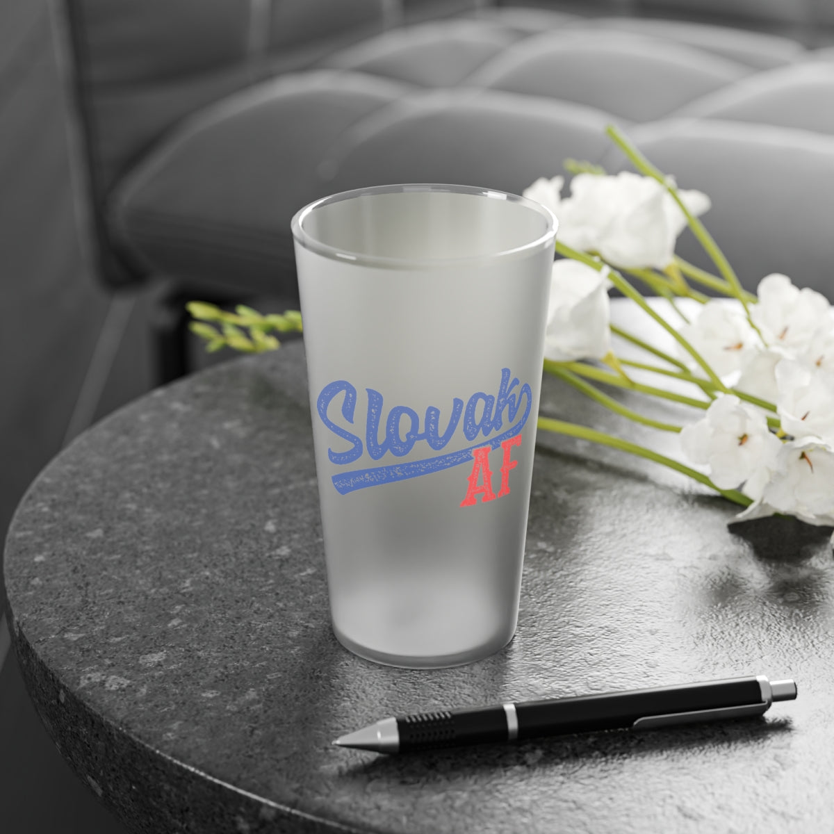 Slovak AF Frosted Pint Glass, 16oz Mug Printify