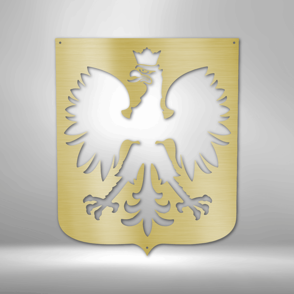 Polish Eagle Steel Sign Custom My Easy Monogram Gold 12"