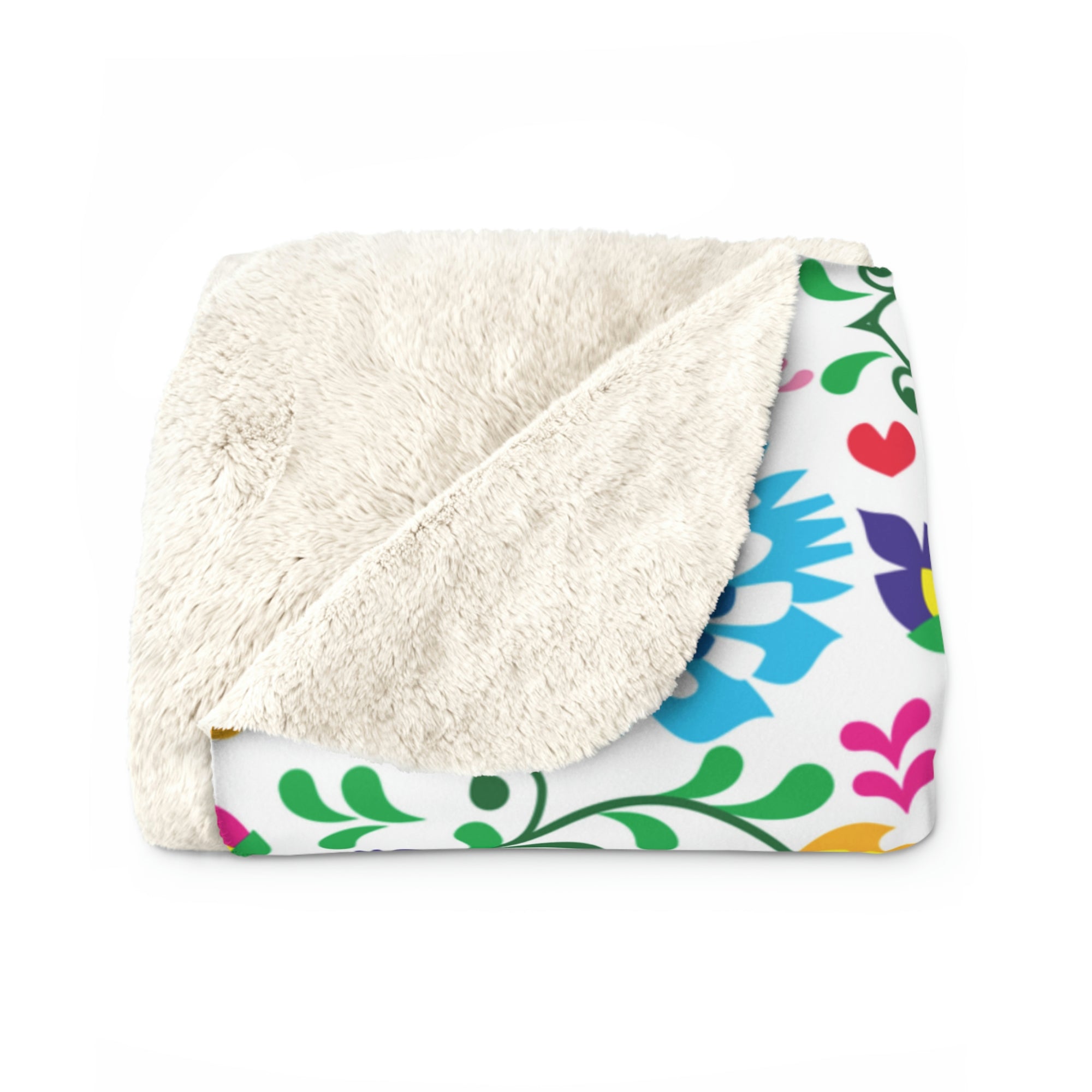 Polish Floral Pattern Sherpa Fleece Blanket Home Decor Printify   