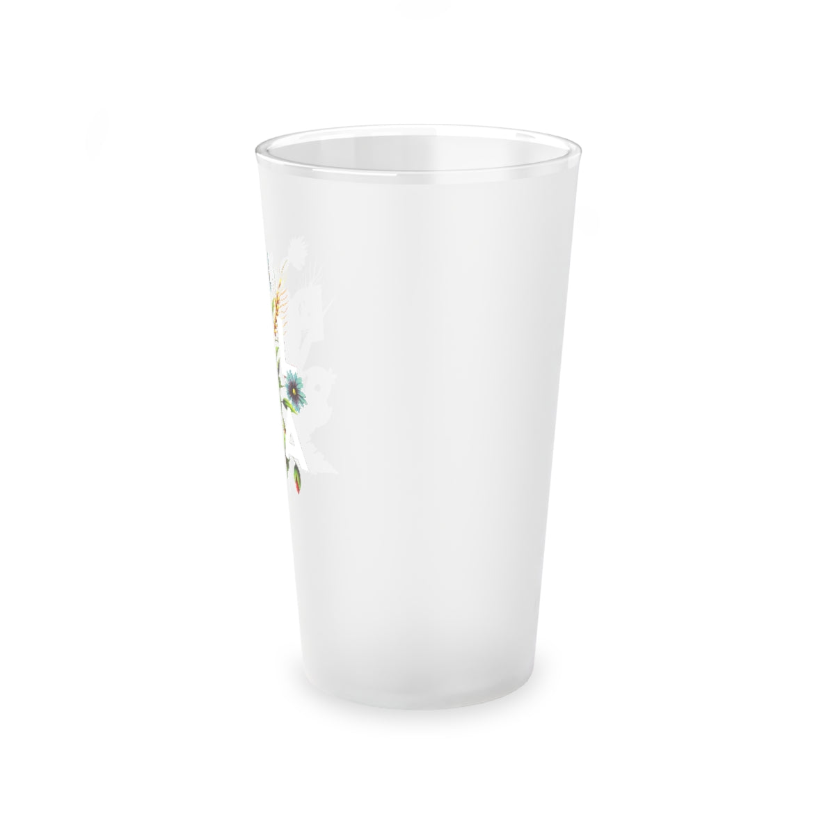 Polish Flowers Frosted Pint Glass, 16oz Mug Printify