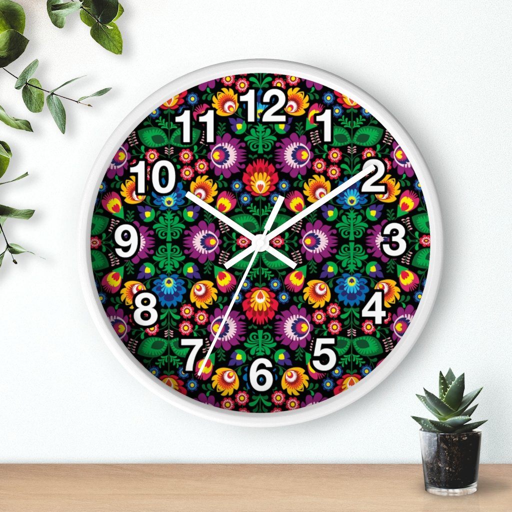 Wycinanki Art Wall Clock Home Decor Printify