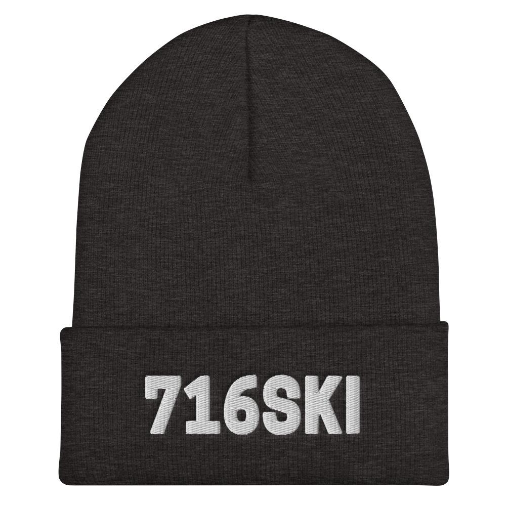 716SKI Buffalo NY Cuffed Beanie Polish Shirt Store Dark Grey