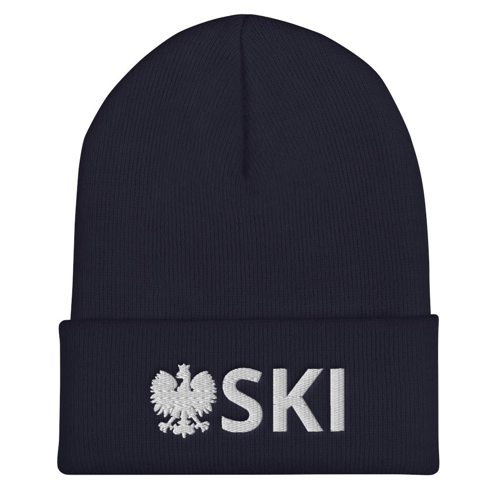 SKI Polish Surname Cuffed Beanie Polish Shirt Store Navy