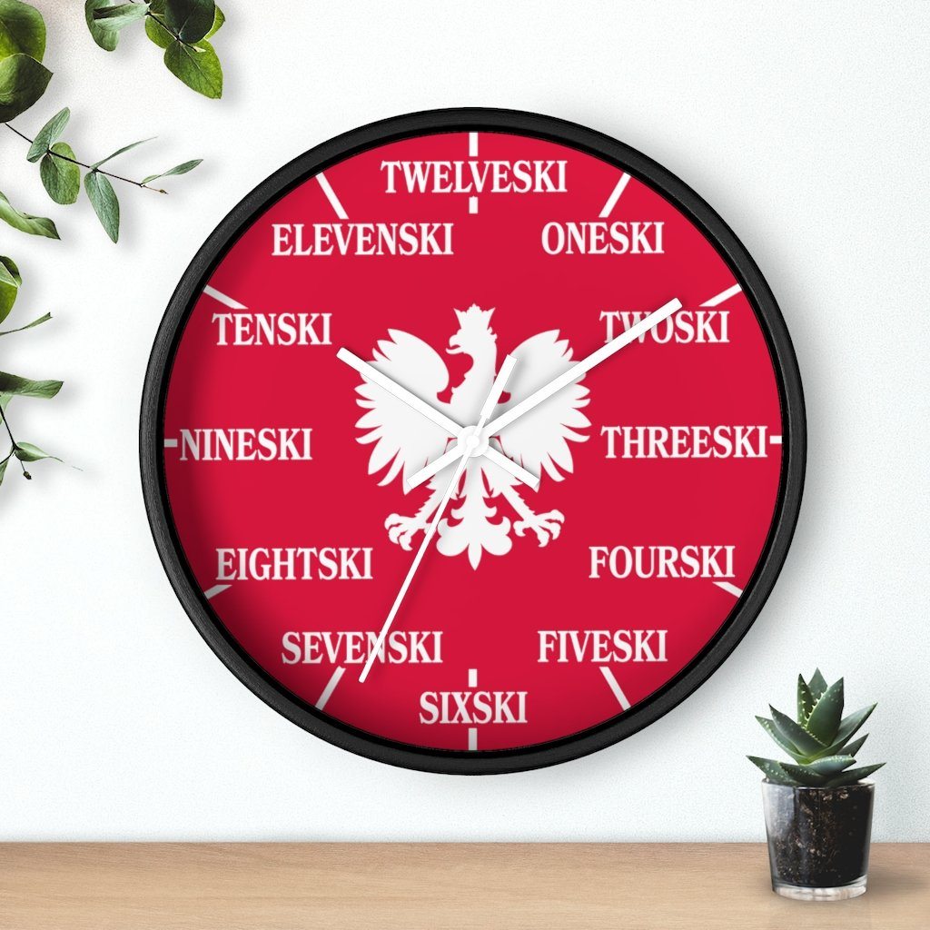 Polish Surname Ski Funny Indoor Wall Clock Home Decor Printify