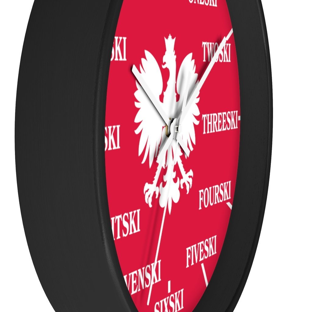Polish Surname Ski Funny Indoor Wall Clock Home Decor Printify