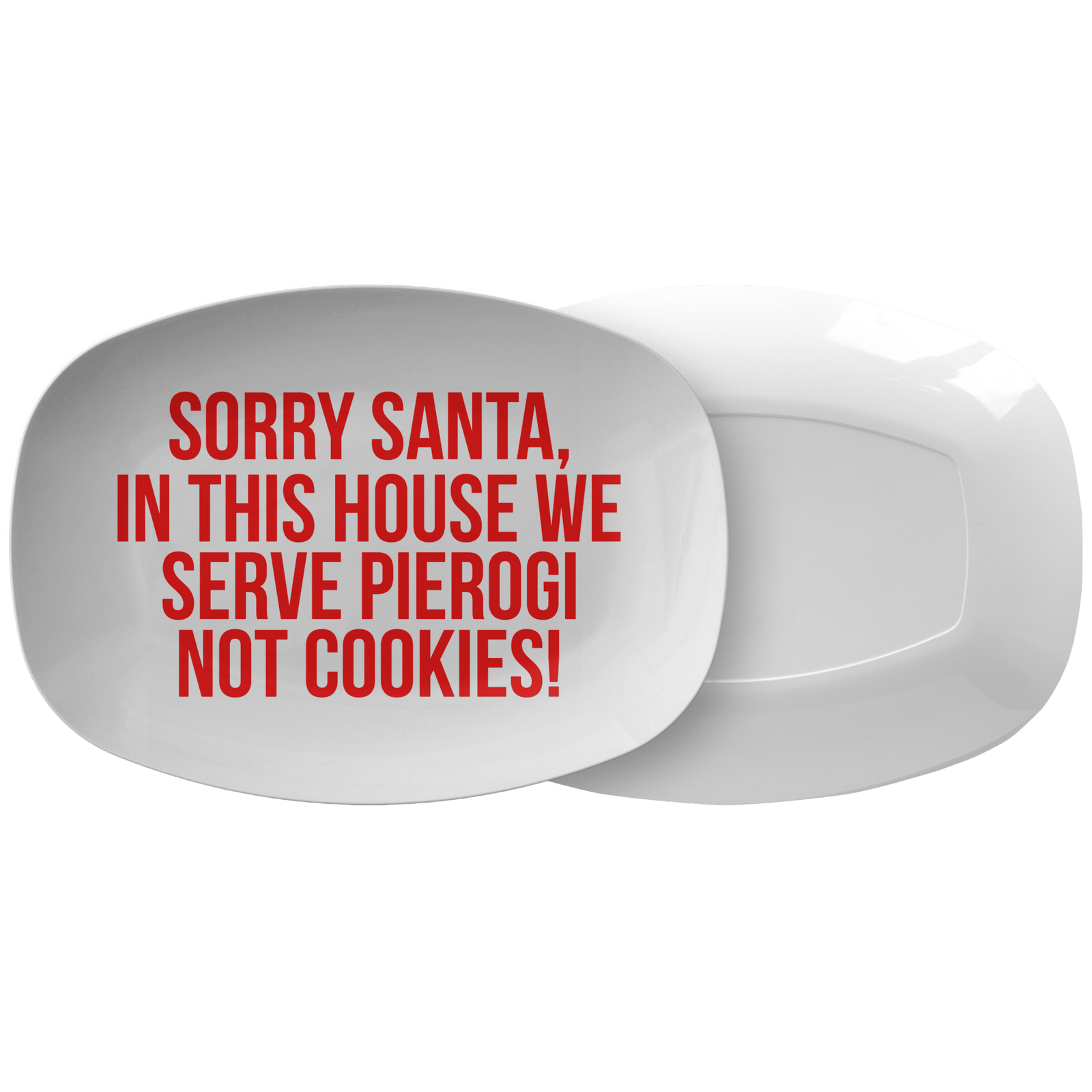 We Serve Pierogi Santa Christmas Serving Platter Kitchenware teelaunch