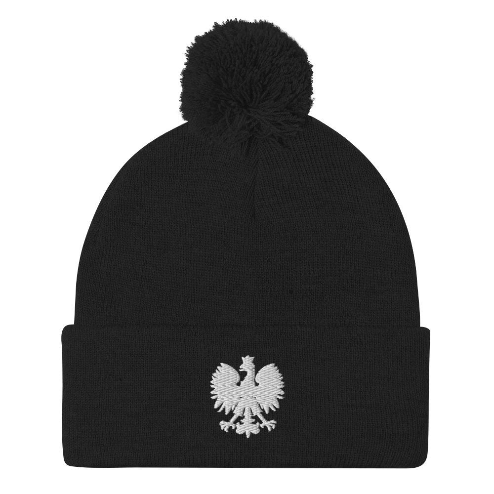 Polish Eagle Winter Pom-Pom Beanie Polish Shirt Store Black