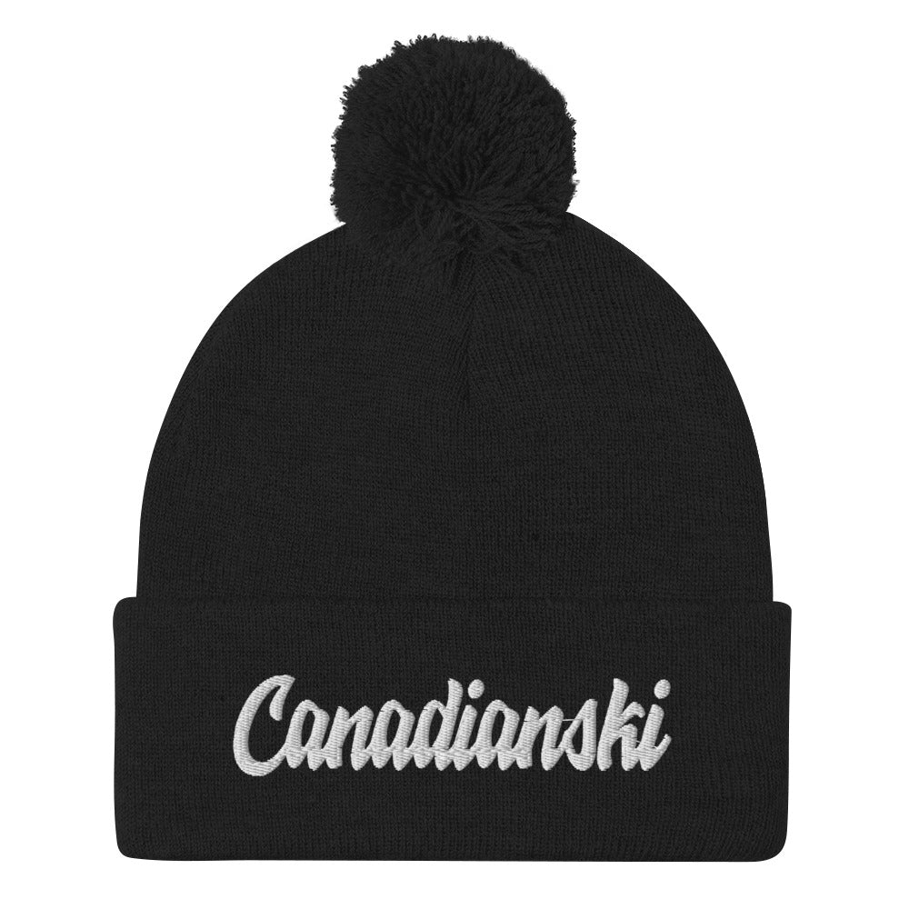 Canadianski Pom-Pom Beanie  Polish Shirt Store Black
