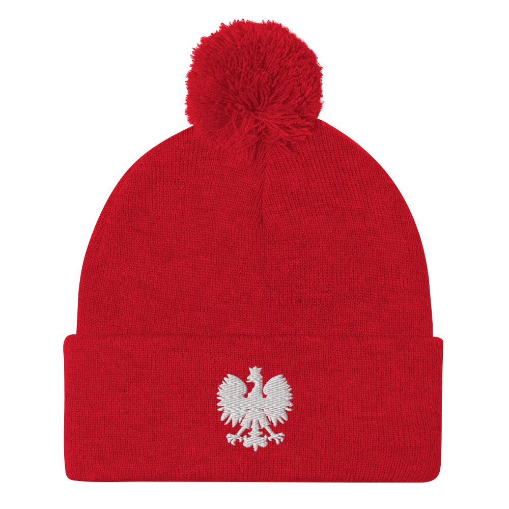 Polish Eagle Winter Pom-Pom Beanie Polish Shirt Store Red