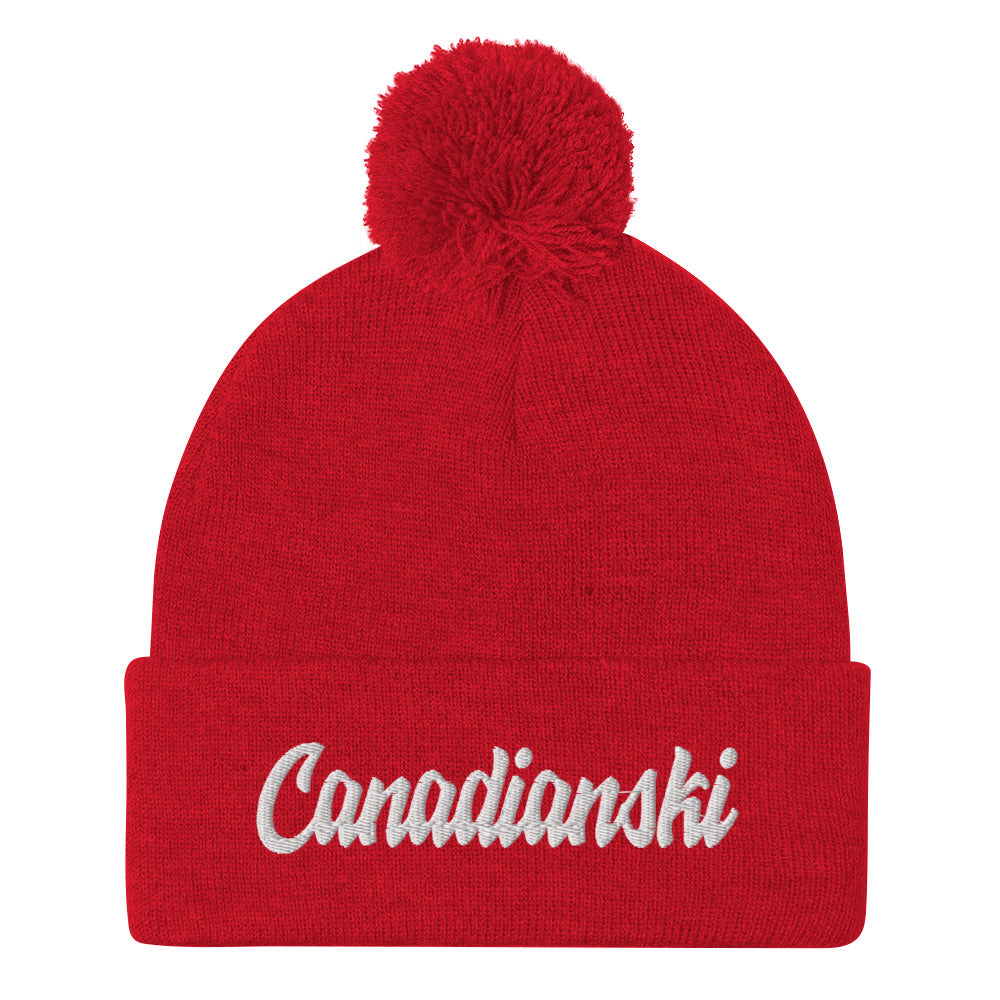 Canadianski Pom-Pom Beanie  Polish Shirt Store Red