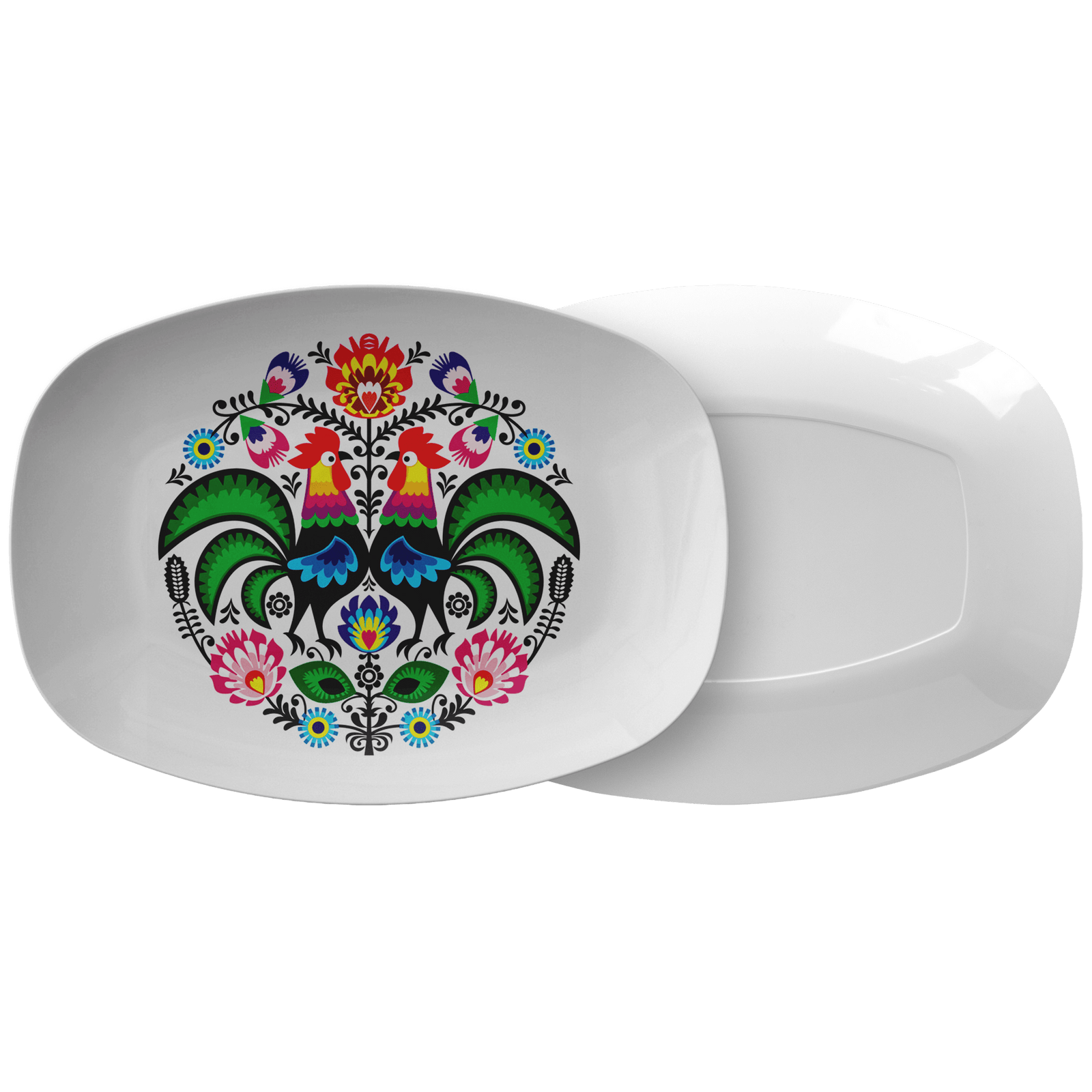 Polish Wycinanki Rooster Design Serving Platter Kitchenware teelaunch