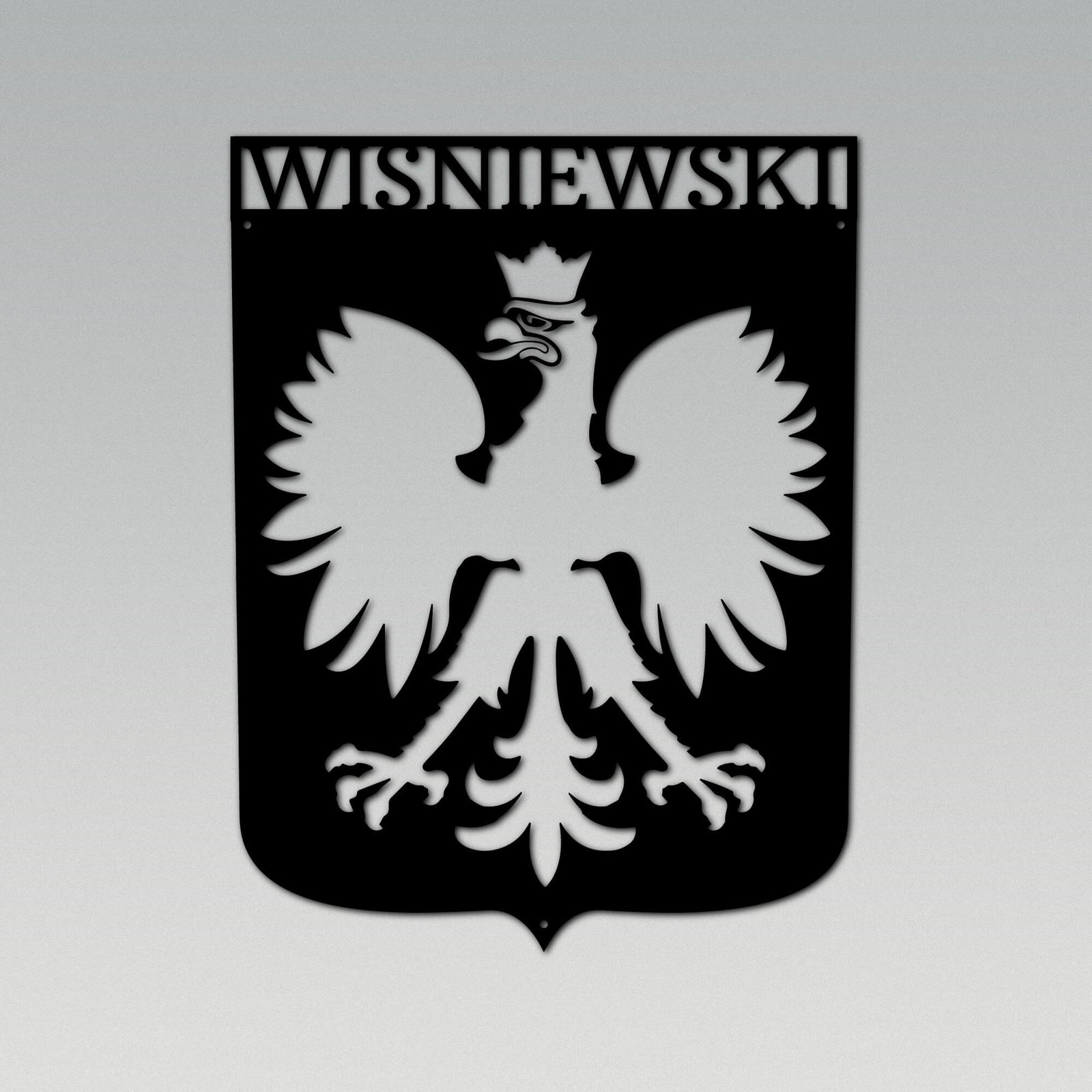 Polish Eagle Monogram Steel Sign Custom My Easy Monogram Black 12"