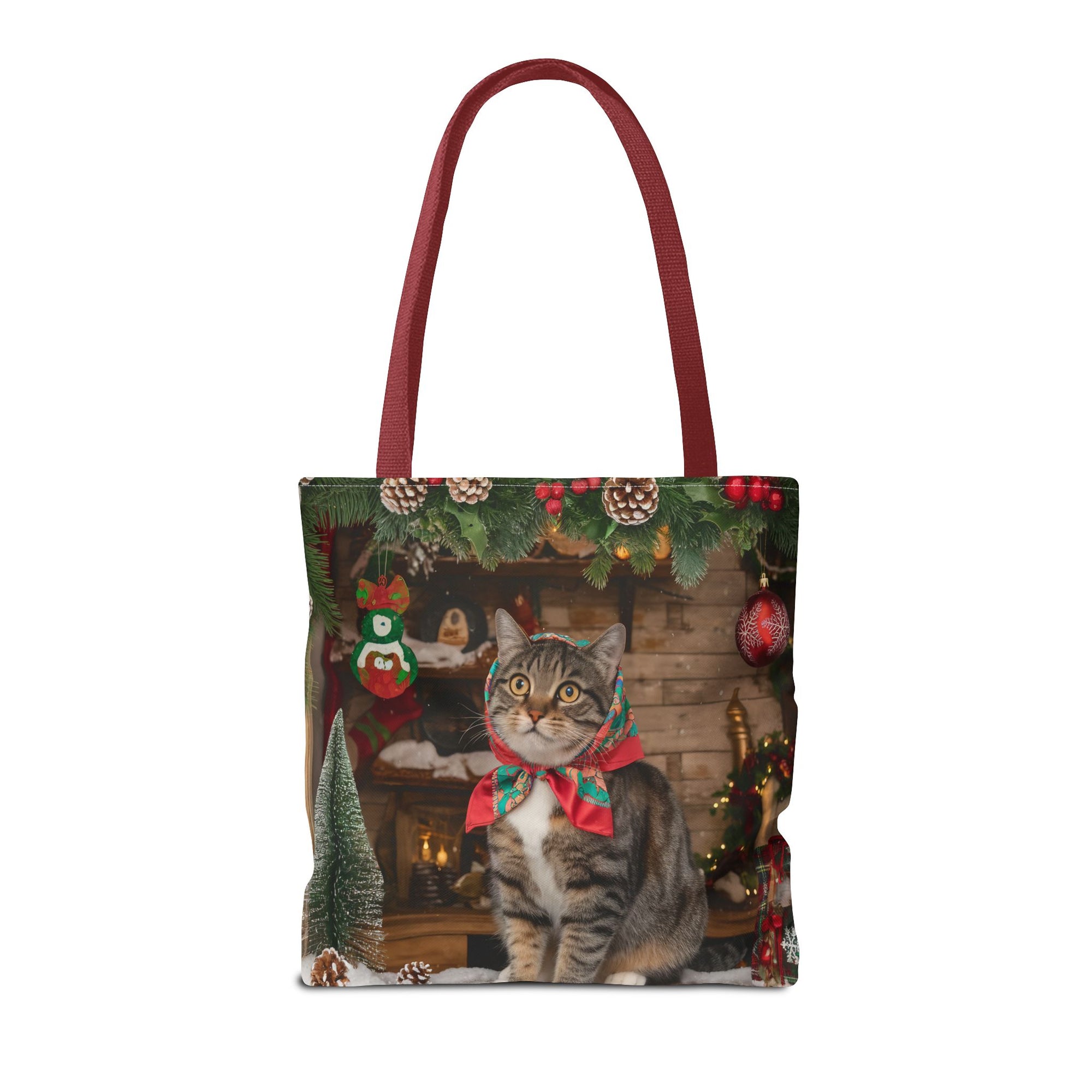 Cat with Babushka Christmas Tote Bag