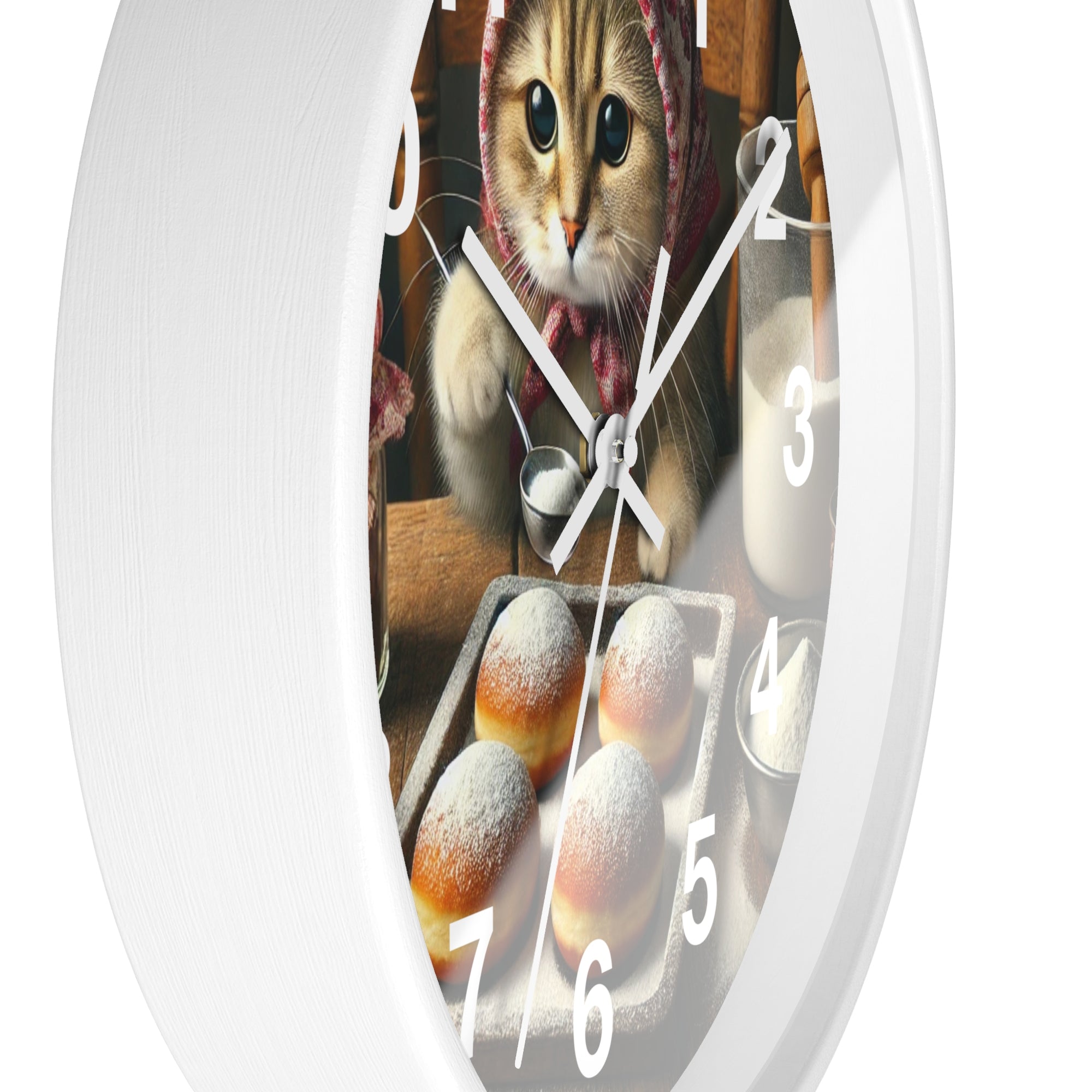 Cute Polish Cat Making Paczki Wall Clock