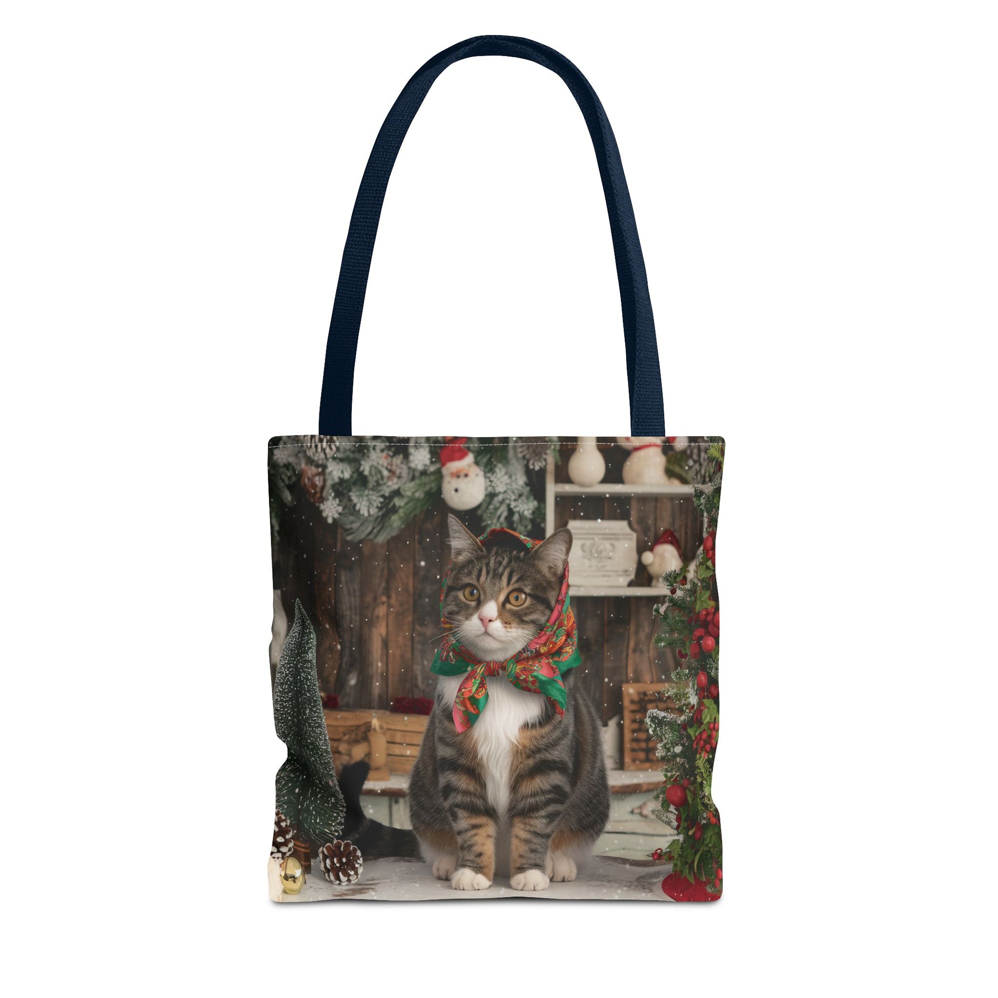 Babushka Cat Holiday Christmas Tote Bag