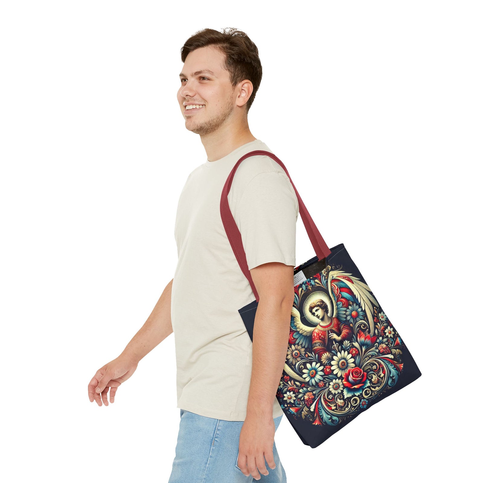 Archangel Michael Polish Floral Folk Art Tote Bag
