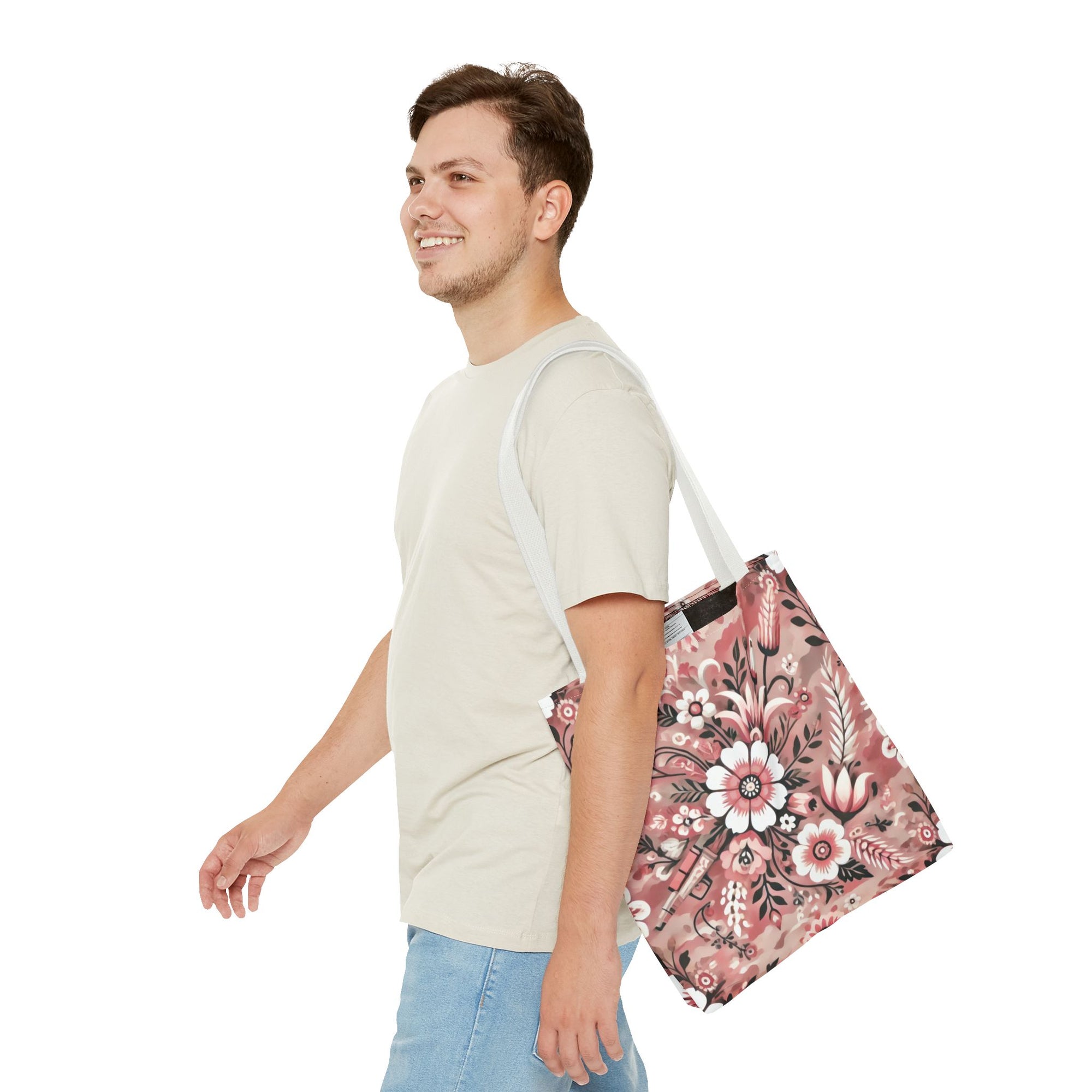 Pink Camouflage Floral Pattern Tote Bag