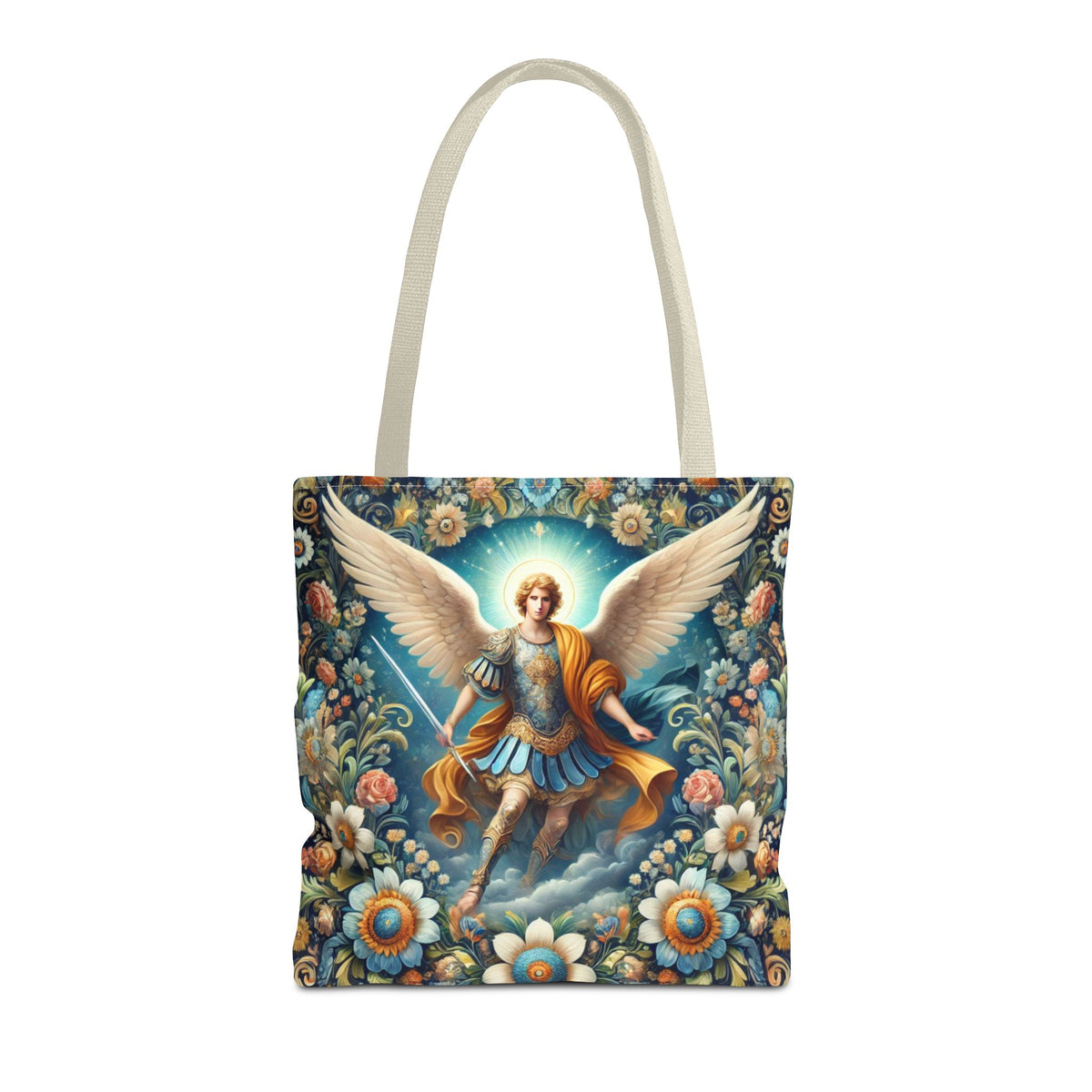 Archangel Michael Floral Tote Bag