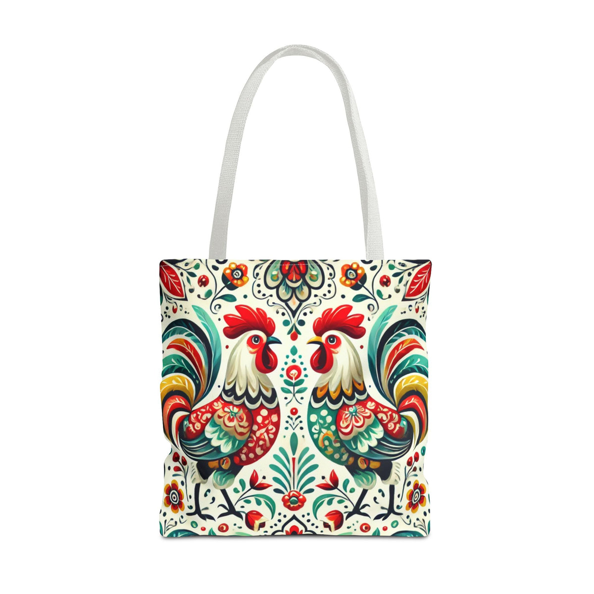 Vibrant Floral Folk Art Chicken Tote Bag