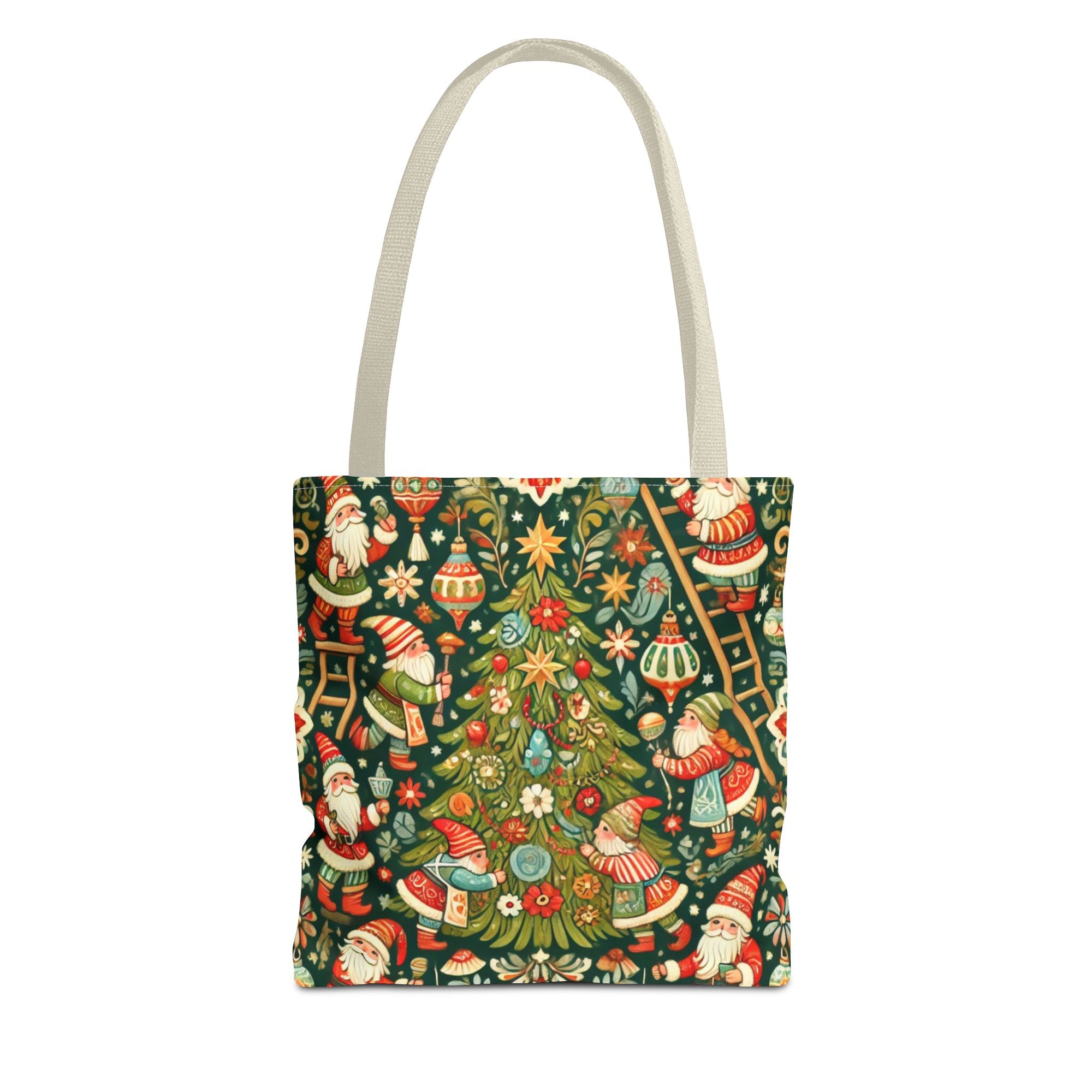 Christmas Gnomes Decorating Tree Holiday Tote Bag