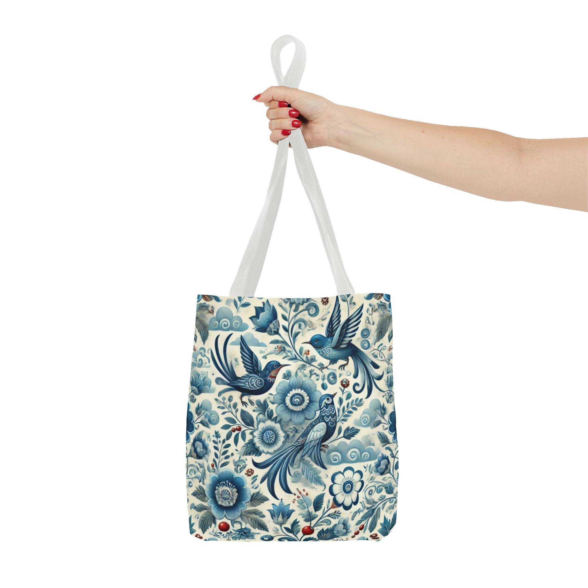 Polish Folk Art Floral & Birds Vibrant Blue Tote Bag