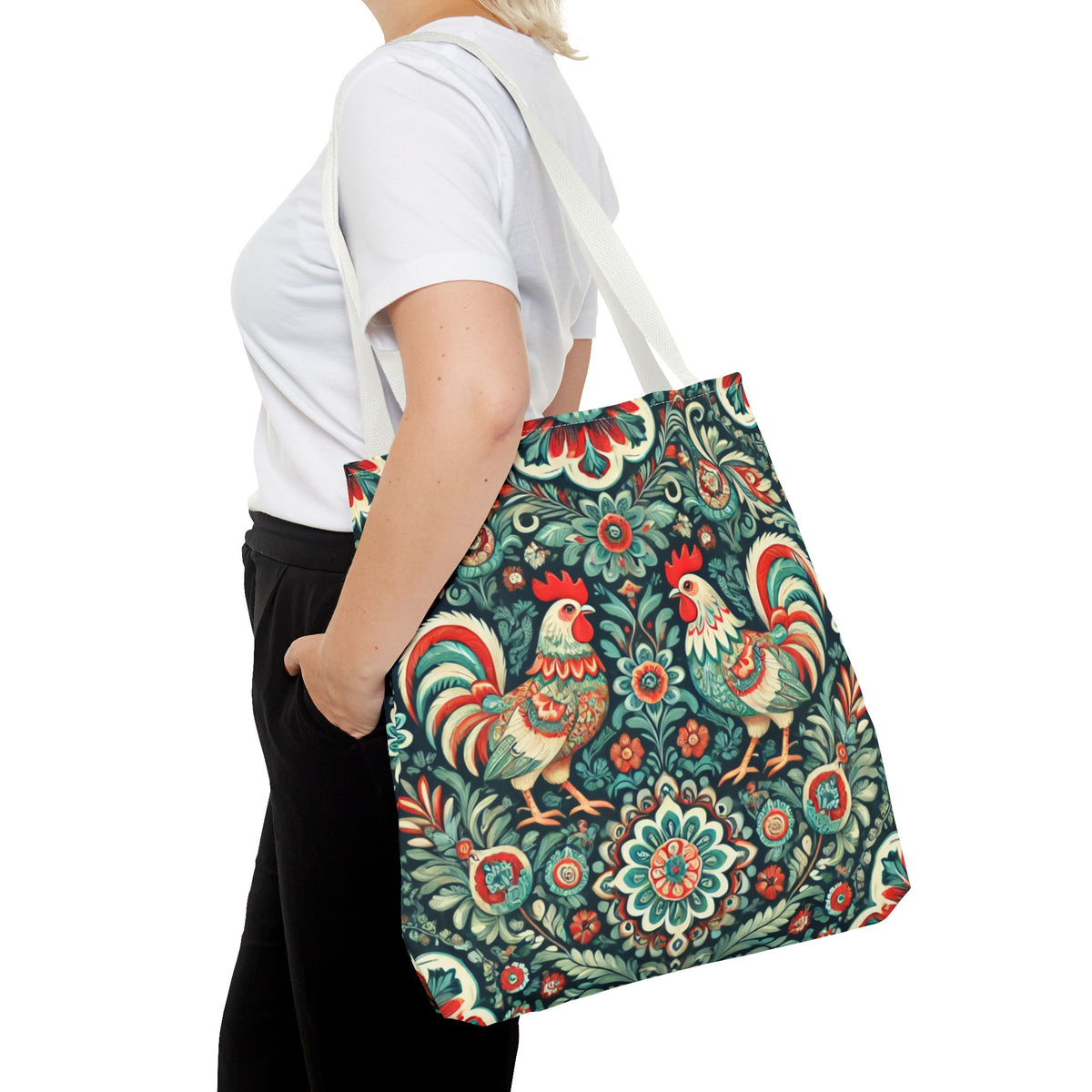 Polish Wycinanki Chickens Floral Design Tote Bag
