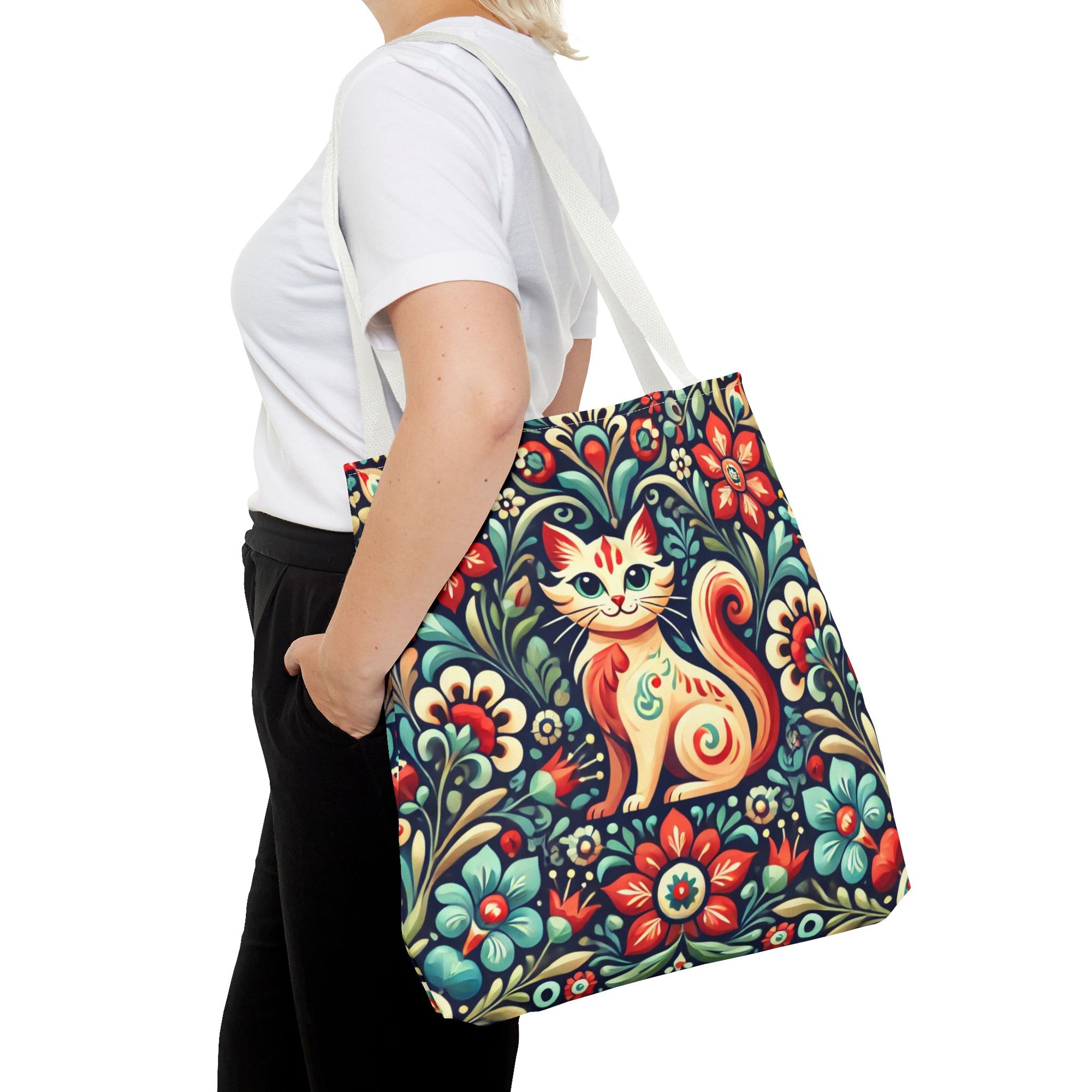 Orange Cat Folk Art Tote Bag (AOP)