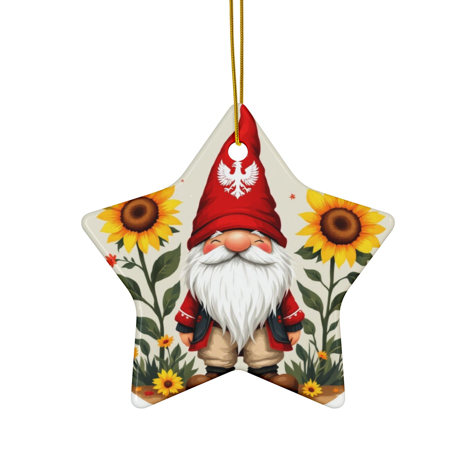 Poland Gnome Sunflower Ceramic Ornaments