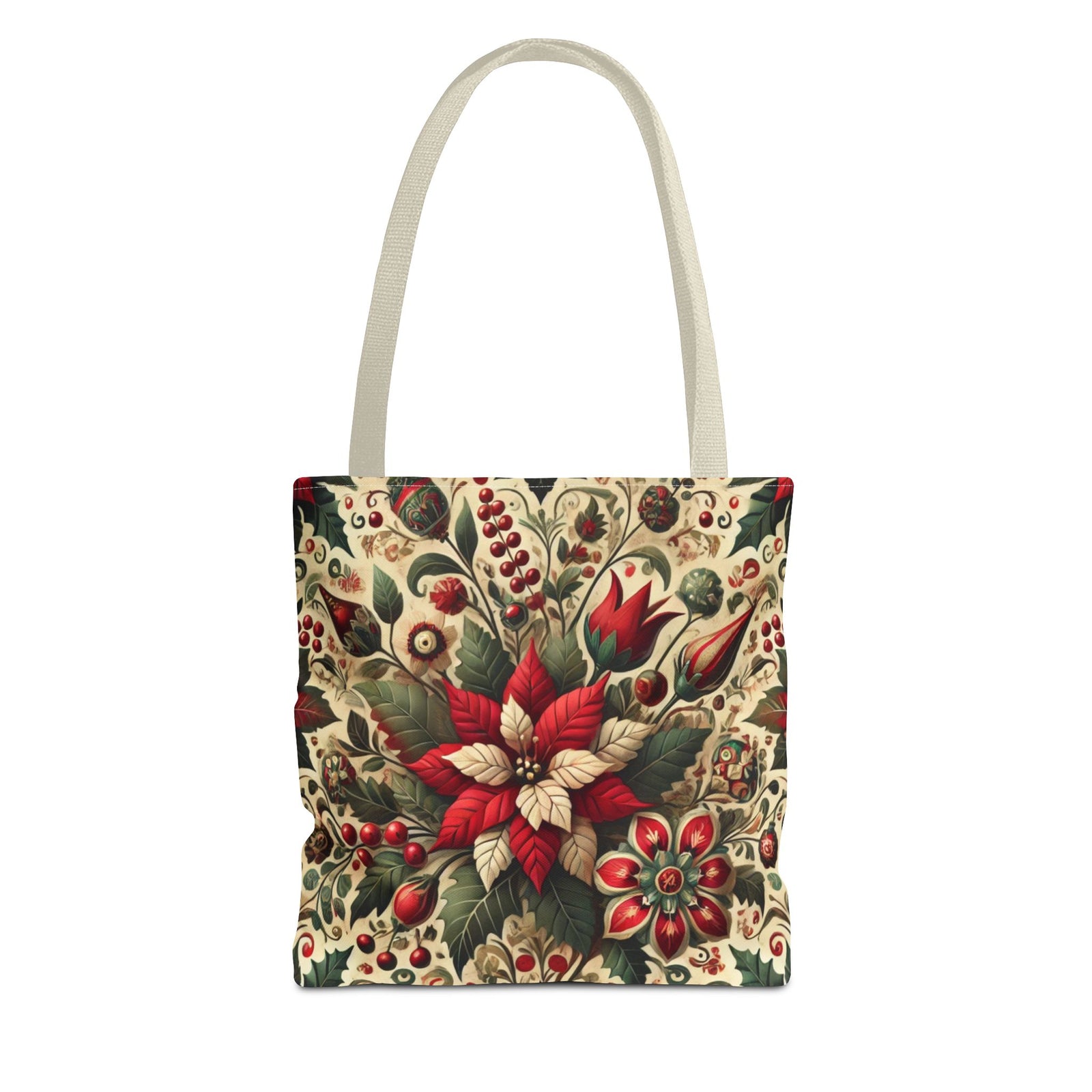 Christmas Poinsettia Floral Art Holiday Tote Bag