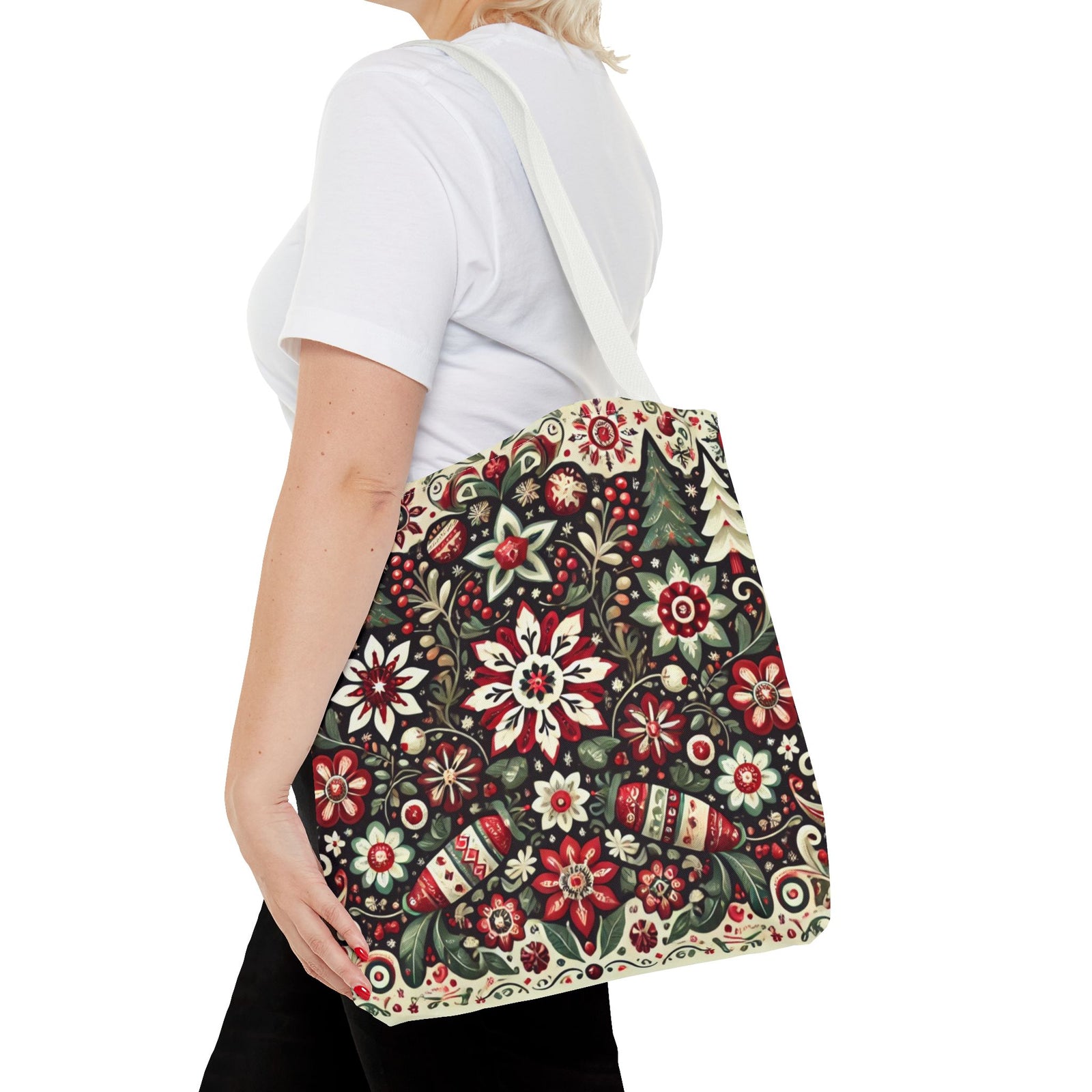 Antique Holiday Retro Christmas Folk Art Tote Bag