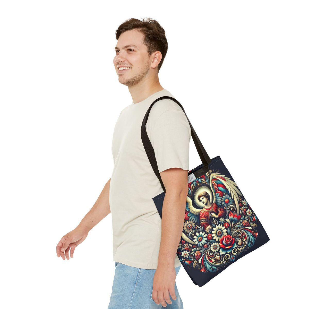 Archangel Michael Polish Floral Folk Art Tote Bag