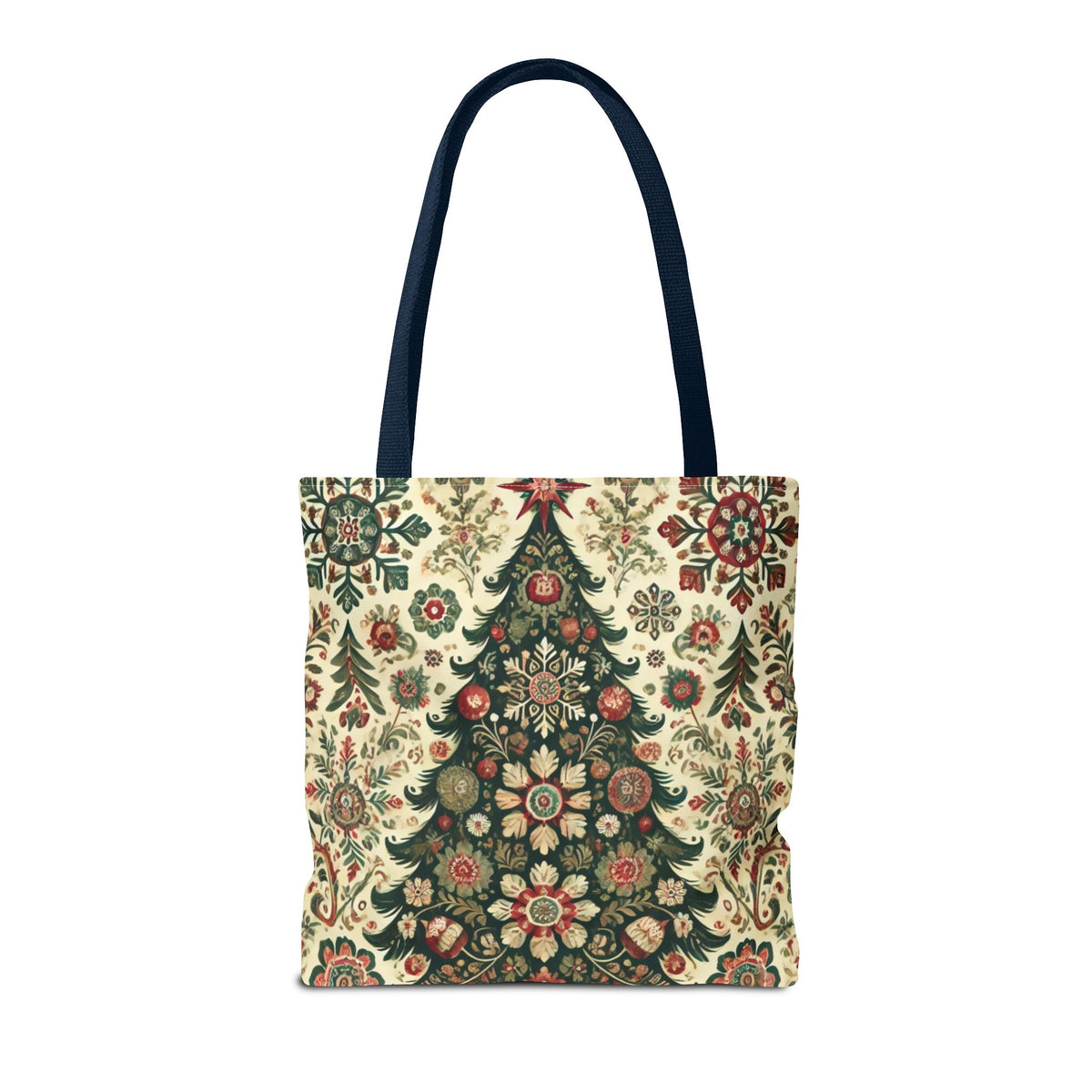 Vintage Christmas Trees Polish Folk Art Pattern Tote Bag