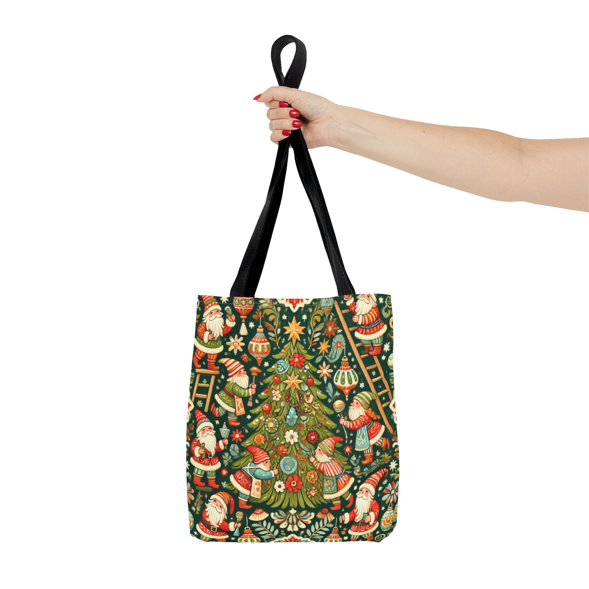 Christmas Gnomes Decorating Tree Holiday Tote Bag