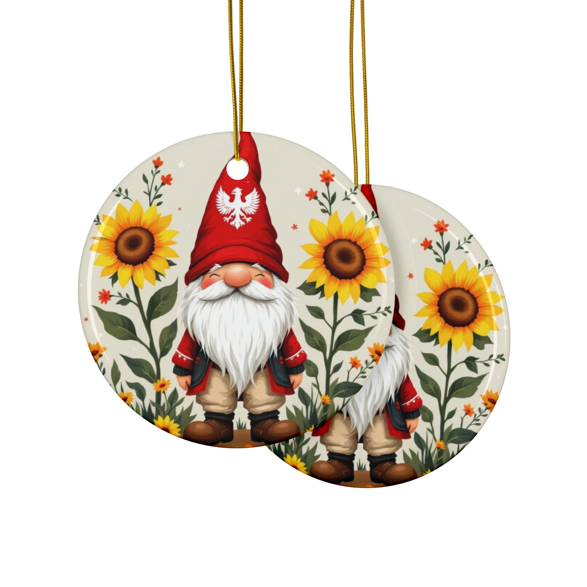 Poland Gnome Sunflower Ceramic Ornaments