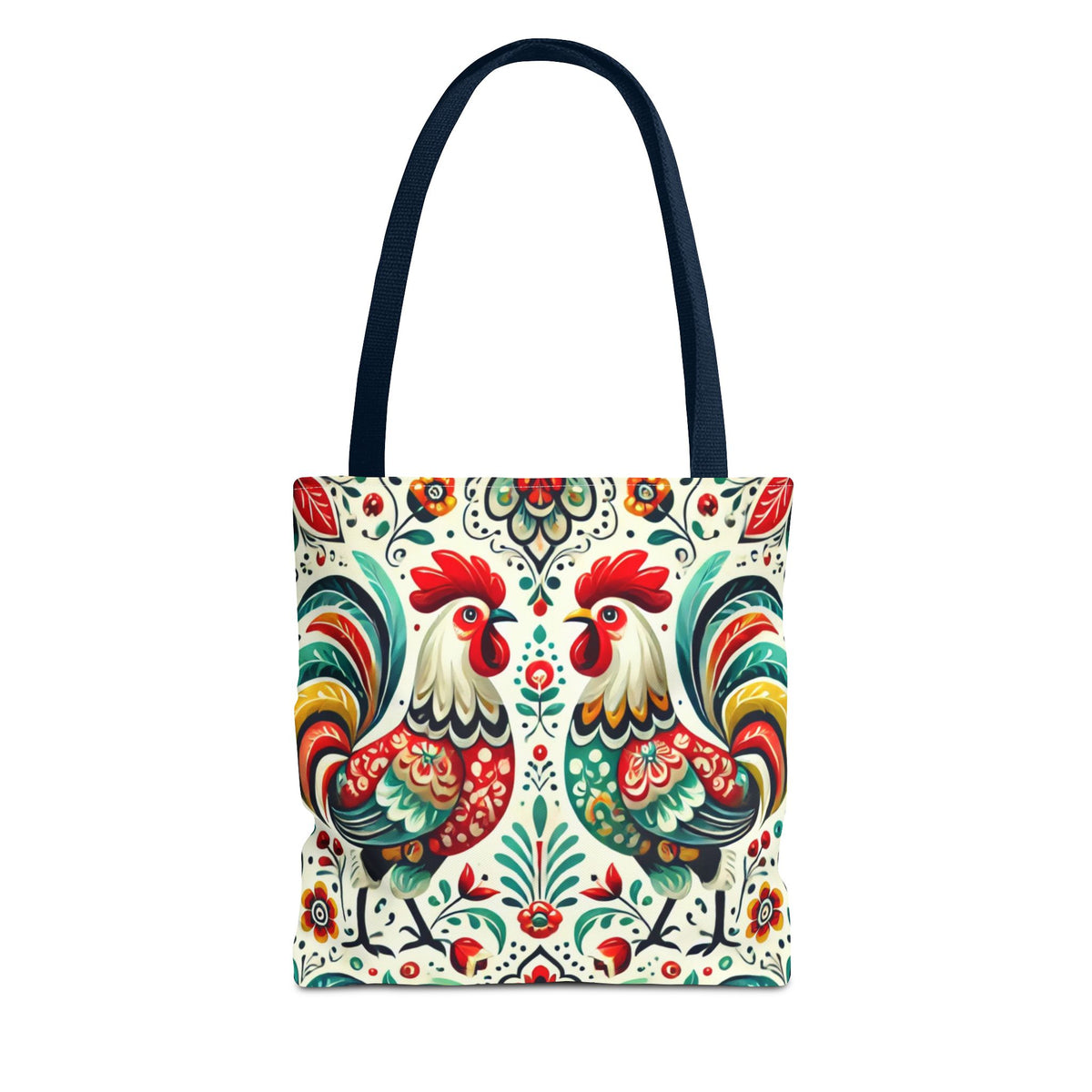 Vibrant Floral Folk Art Chicken Tote Bag