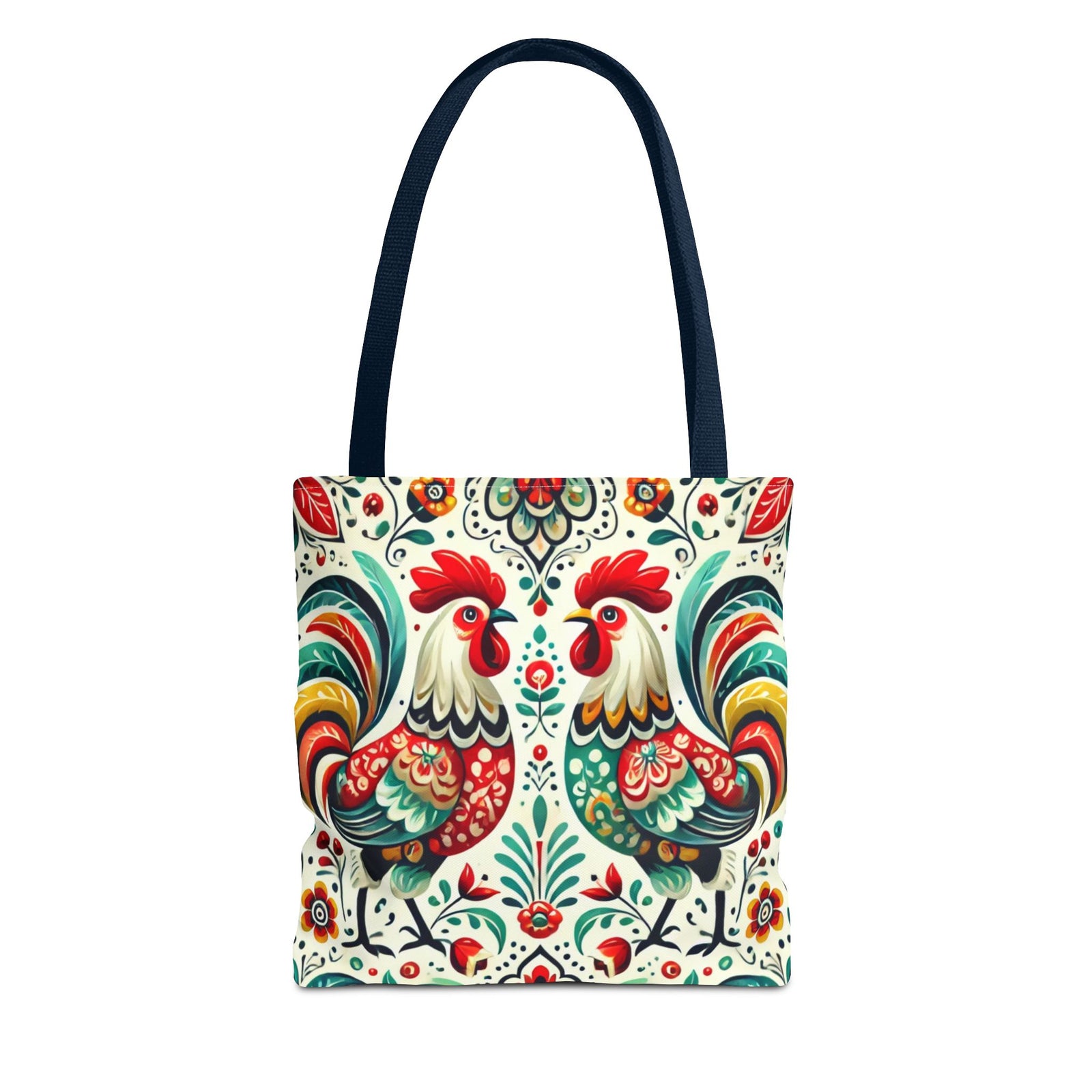 Vibrant Floral Folk Art Chicken Tote Bag