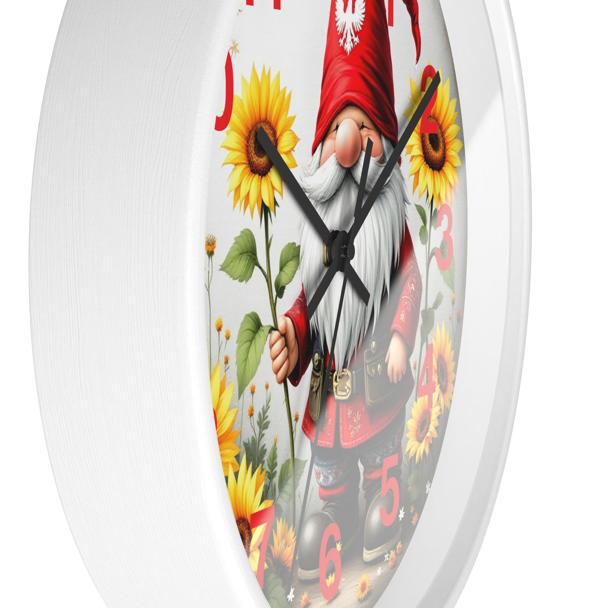 Holiday Sunflower Polish Gnome Wall Clock
