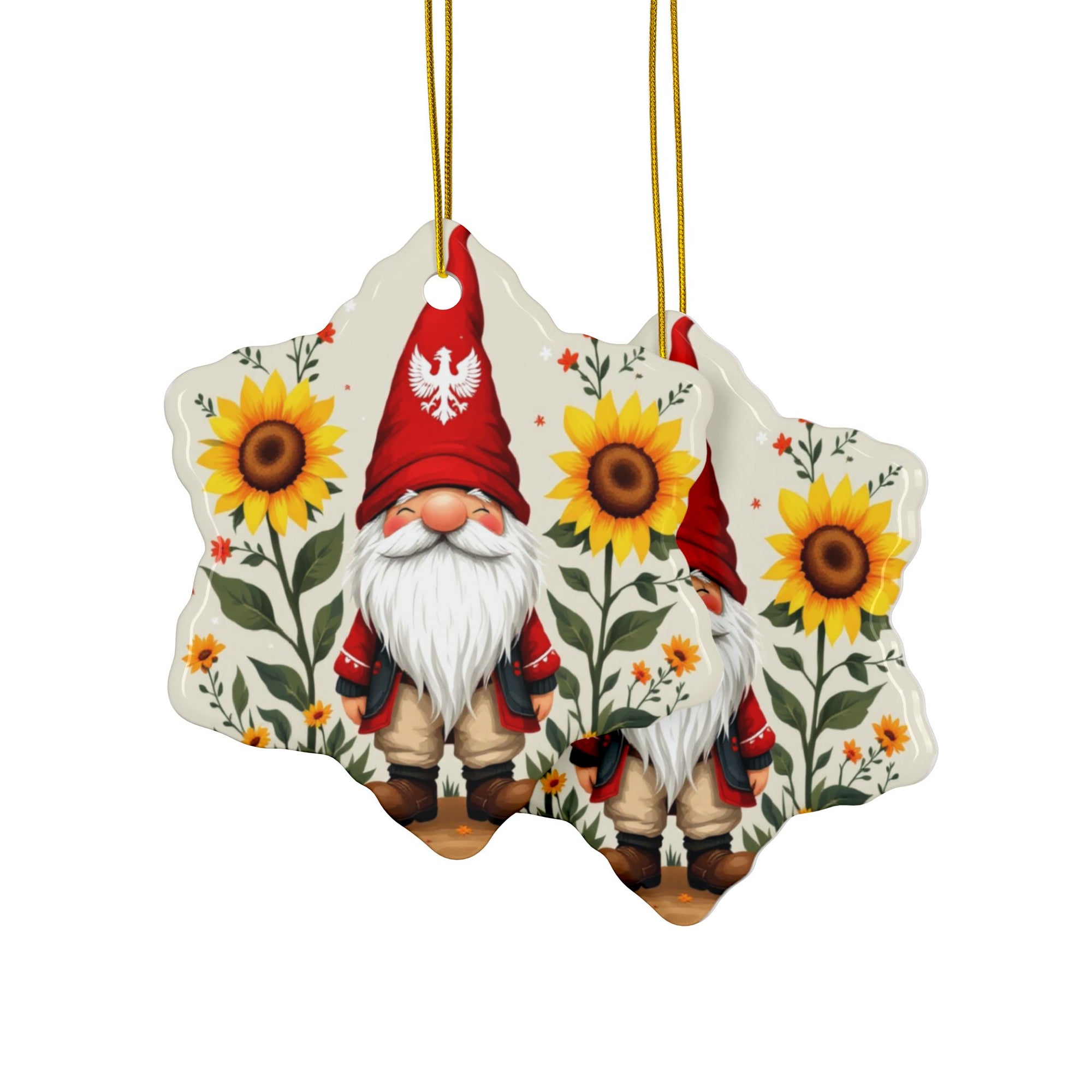 Poland Gnome Sunflower Ceramic Ornaments