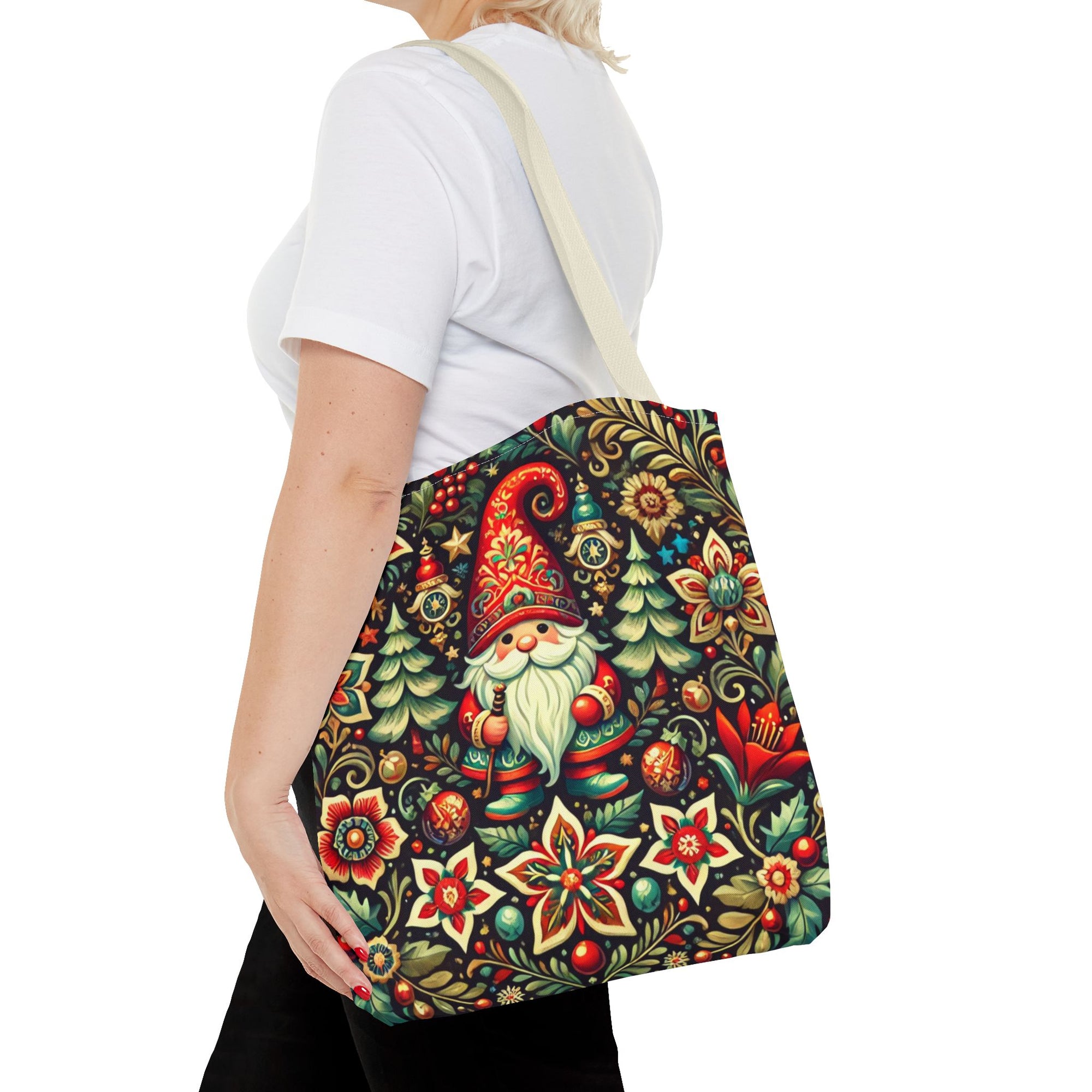 Christmas Gnome Festive Holiday Polish Folk Art Pattern Tote Bag