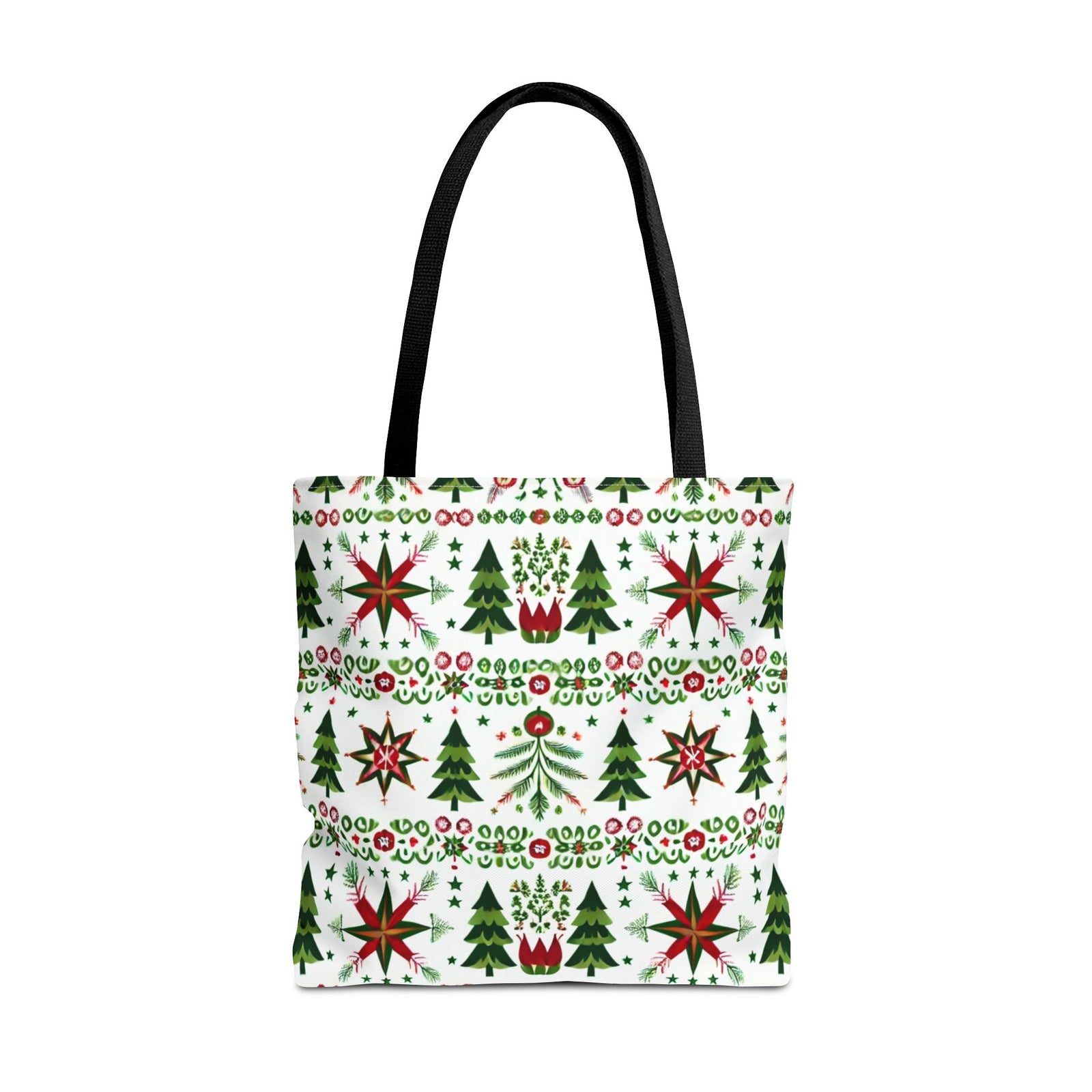 Polish Christmas Folk Art Pattern Stars Pines & Florals Tote Bag